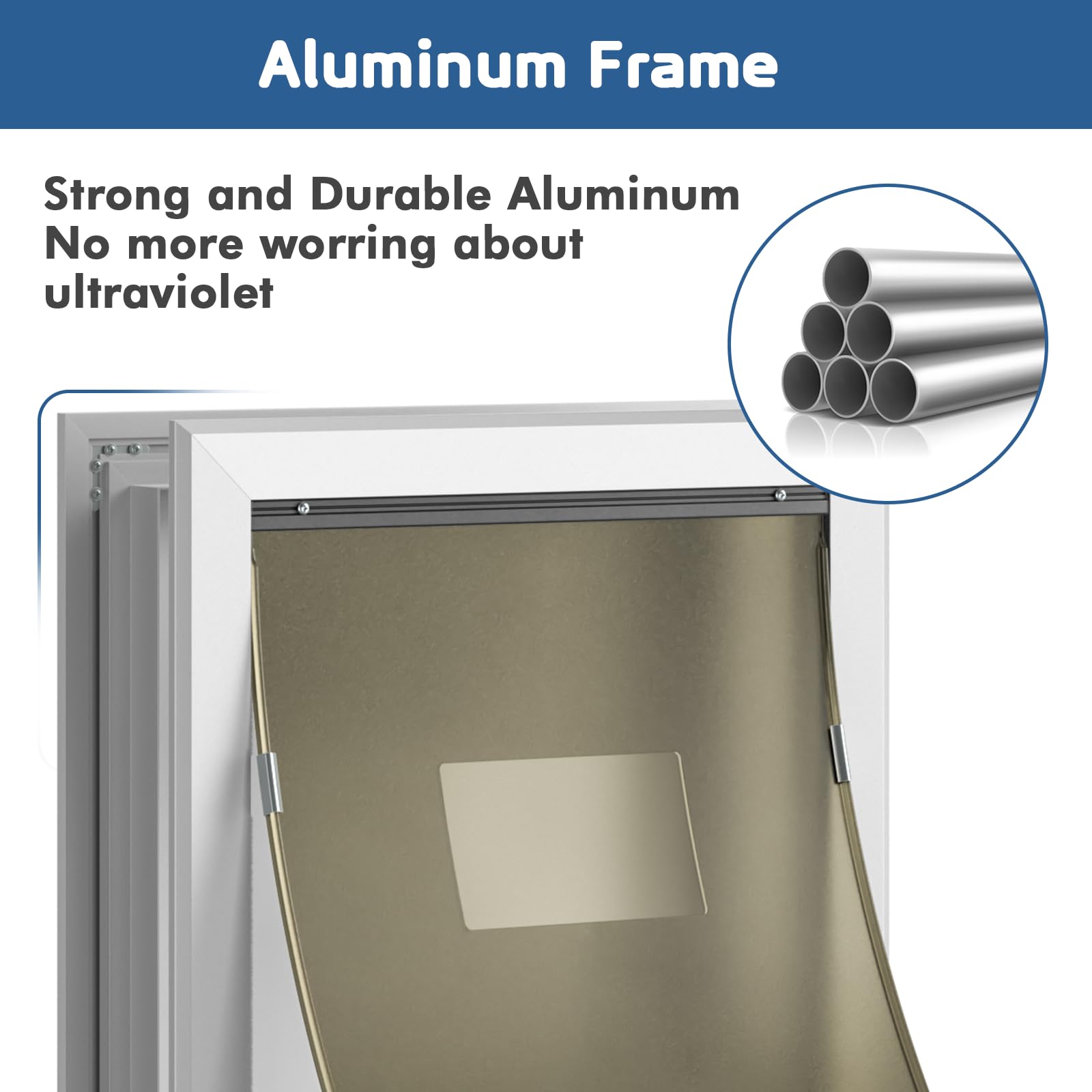 Dog Door Aluminum Pet Door With Large Flap 11' X 16', Petouch Doggie Door Designed With Automatic Closing Magnetic Flap, Telescoping Tunnel & Lockable Sliding Panel For Extreme Weather, Large