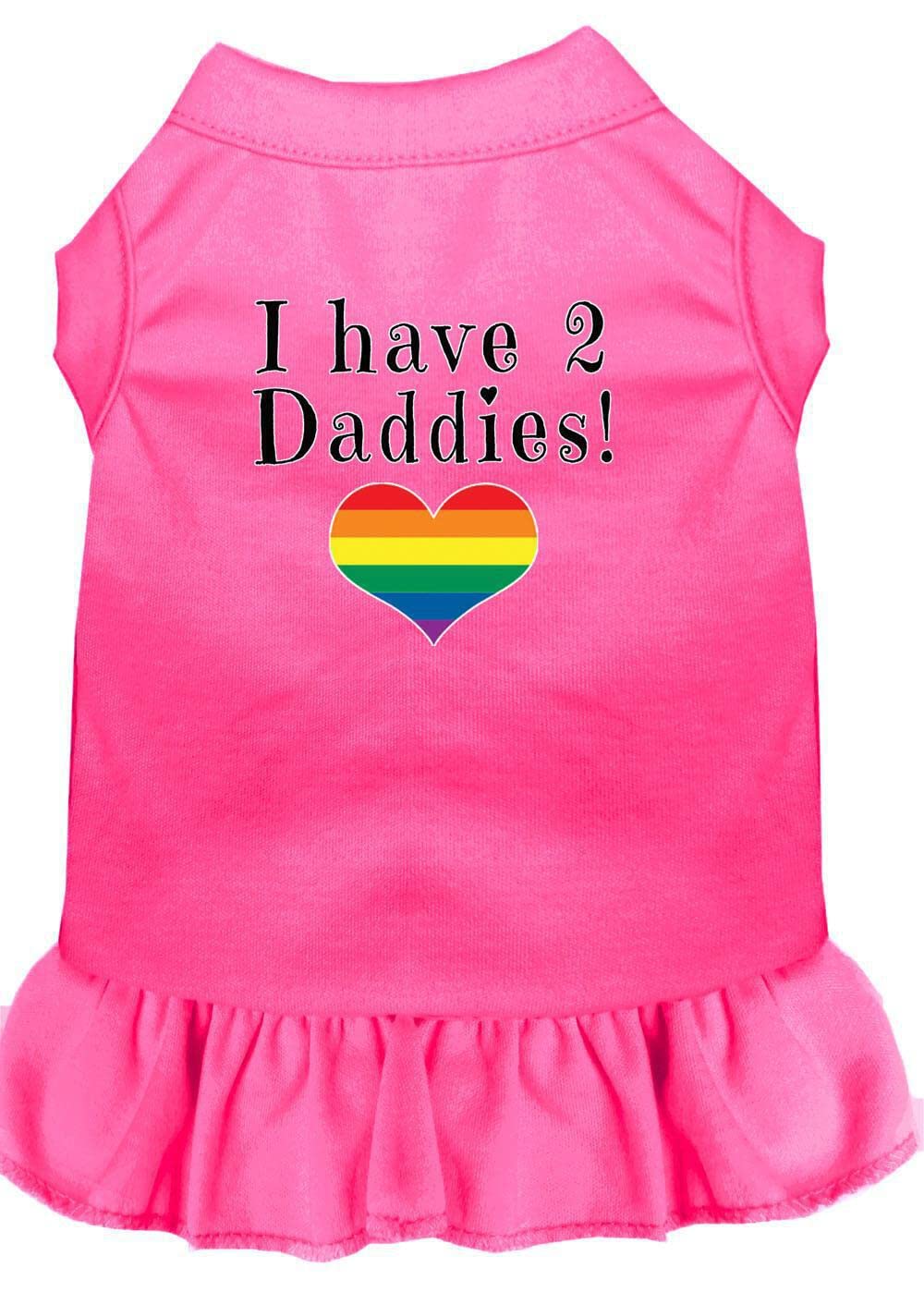 Pet Dog & Cat Dress Screen Printed, "I Have 2 Daddies" Bright Pink 3XL (25-35 lbs.)