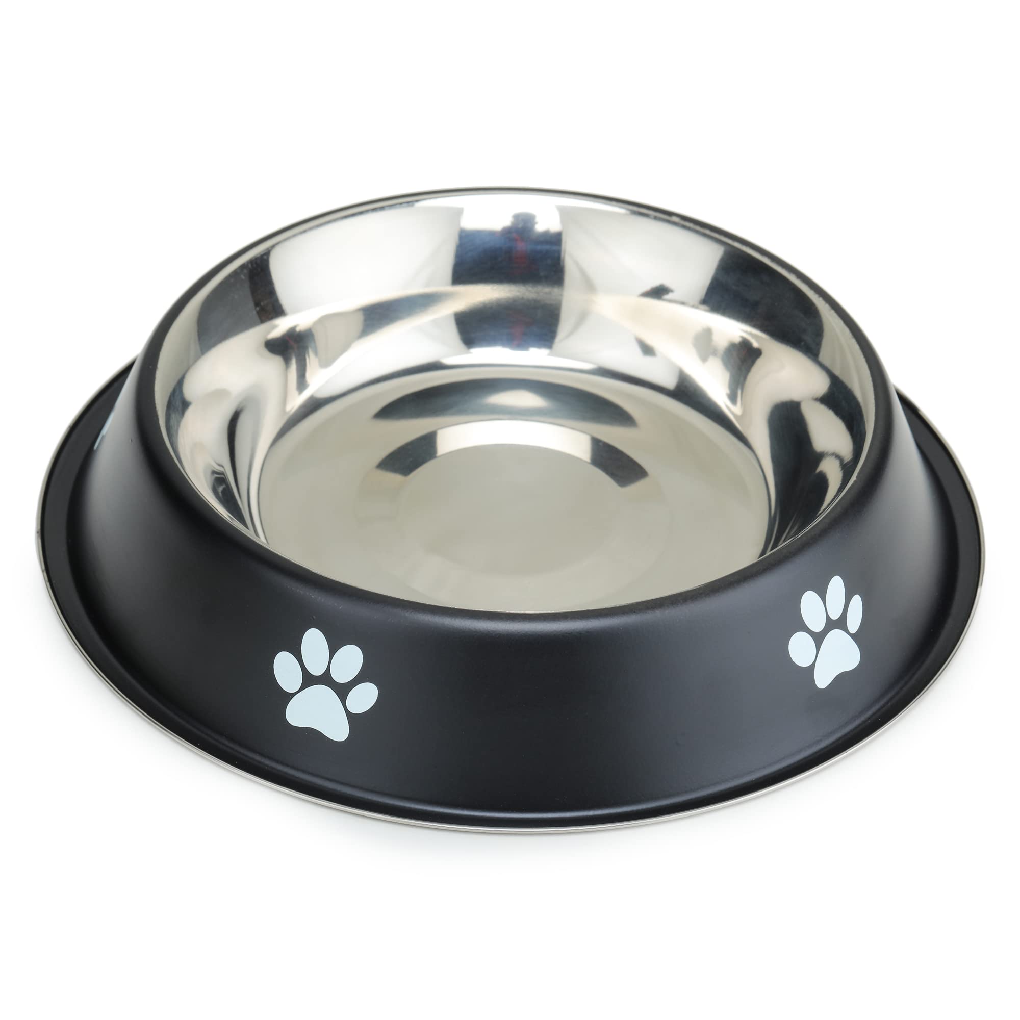 Meenamart.Com Stainless Steel Dog Bowl And Cat Feeding Bowl Round Steel Pet Bowl Black. (Size1000Ml)