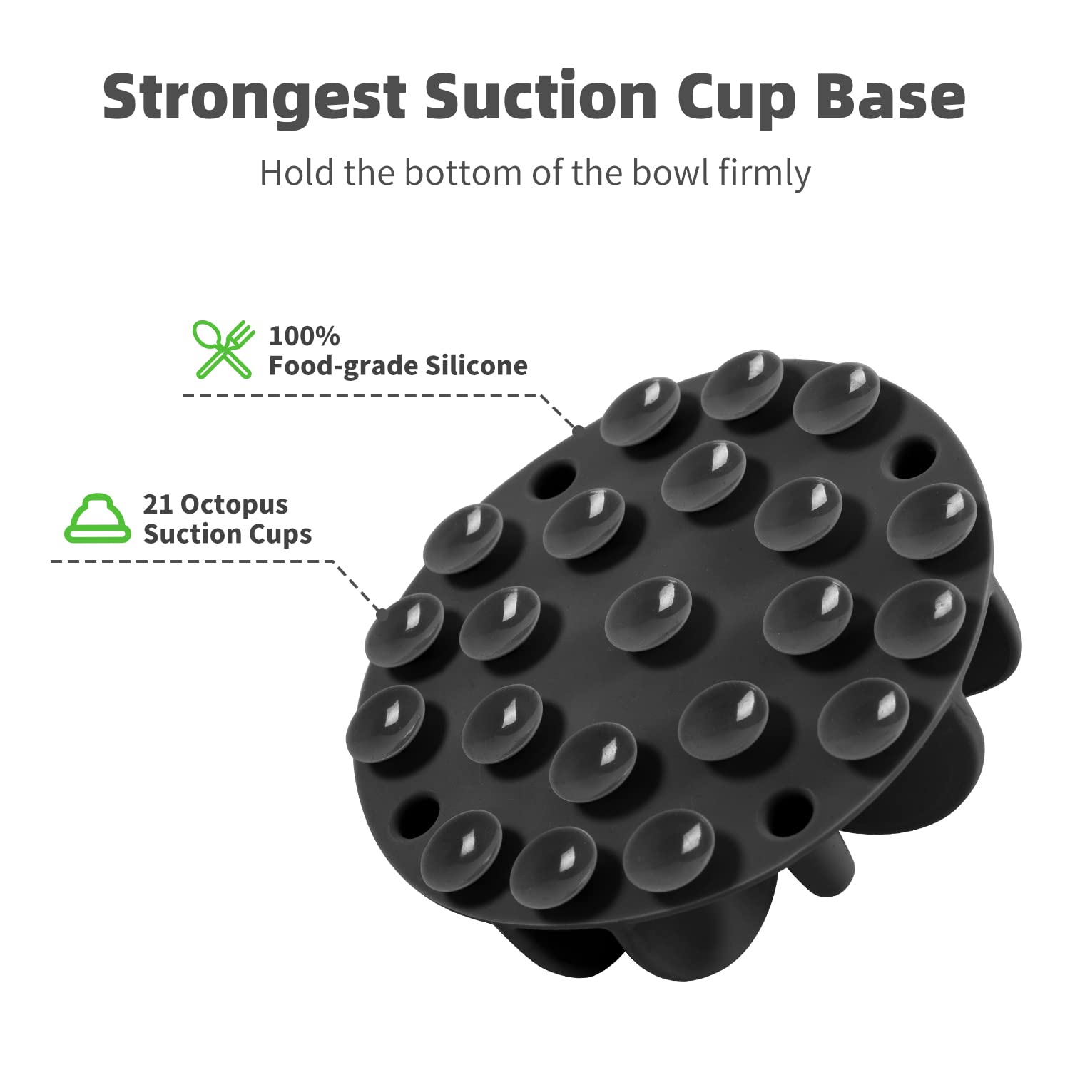 Jaoul Small Breed Slow Feeder, Puzzle Slow Feeder With 21 Octopus Suction Cups For Small Dog Bowls Insert 4'' (Black)