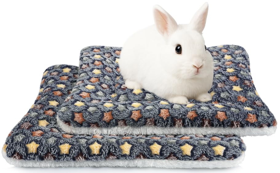 ARCTIC EAGLE 2 Pack Bunny Bed - 13 x 14.6 Inch Rabbit Pee Pads Bedding - Washable and Thickness Upgrade(Dark Blue,L)