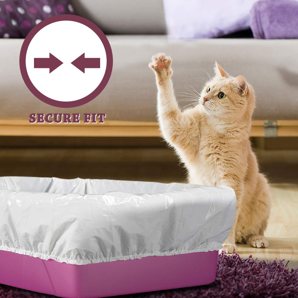 Alfapet Kitty Cat Litter Box Disposable, Elastic Liners- 12-Count-For Medium And Large, Size Litter Pans- With Sta-Put Technolog