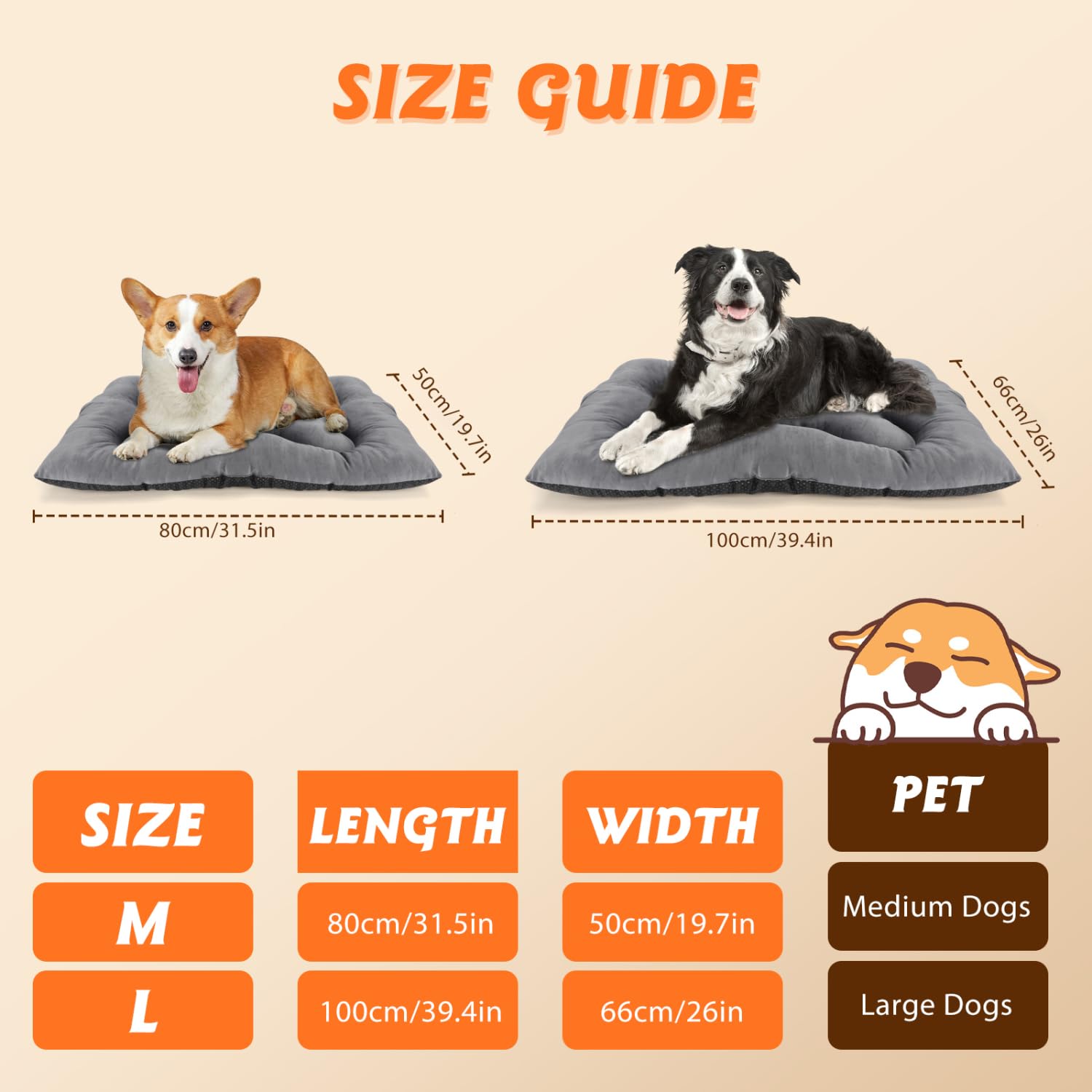 Nobleza Warm Dog Sleep Bed Mat For Cold, Winter Self-Heating Beds Pet Cat Crate Pad Fluffy Comfy Kennel Anti-Slip For Small Medi