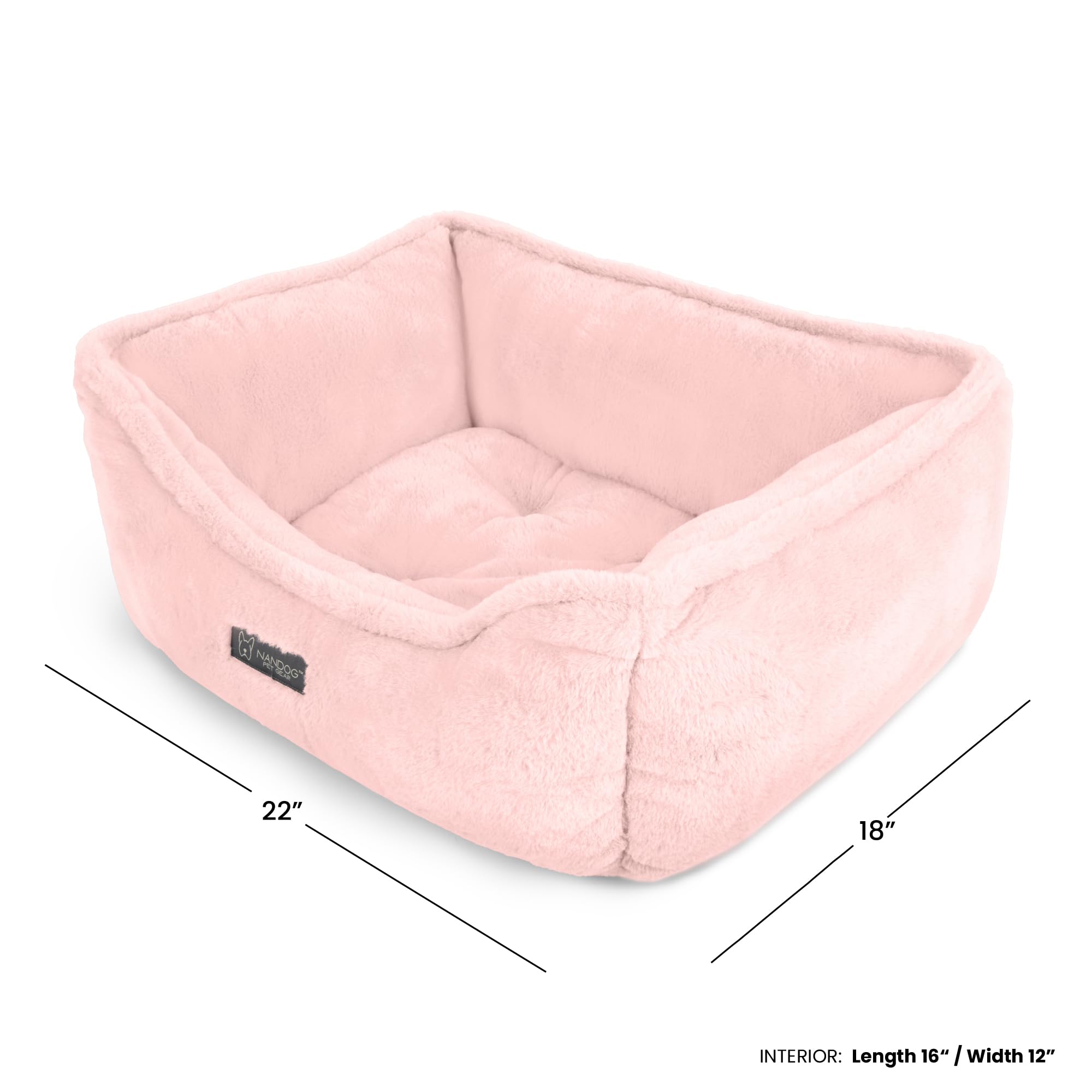Nandog Super Cloud Reversible Bed In Blush Pink 25 - Ultra Soft Micro Plush Fabric - Modern Design - Washable For Cats & Small