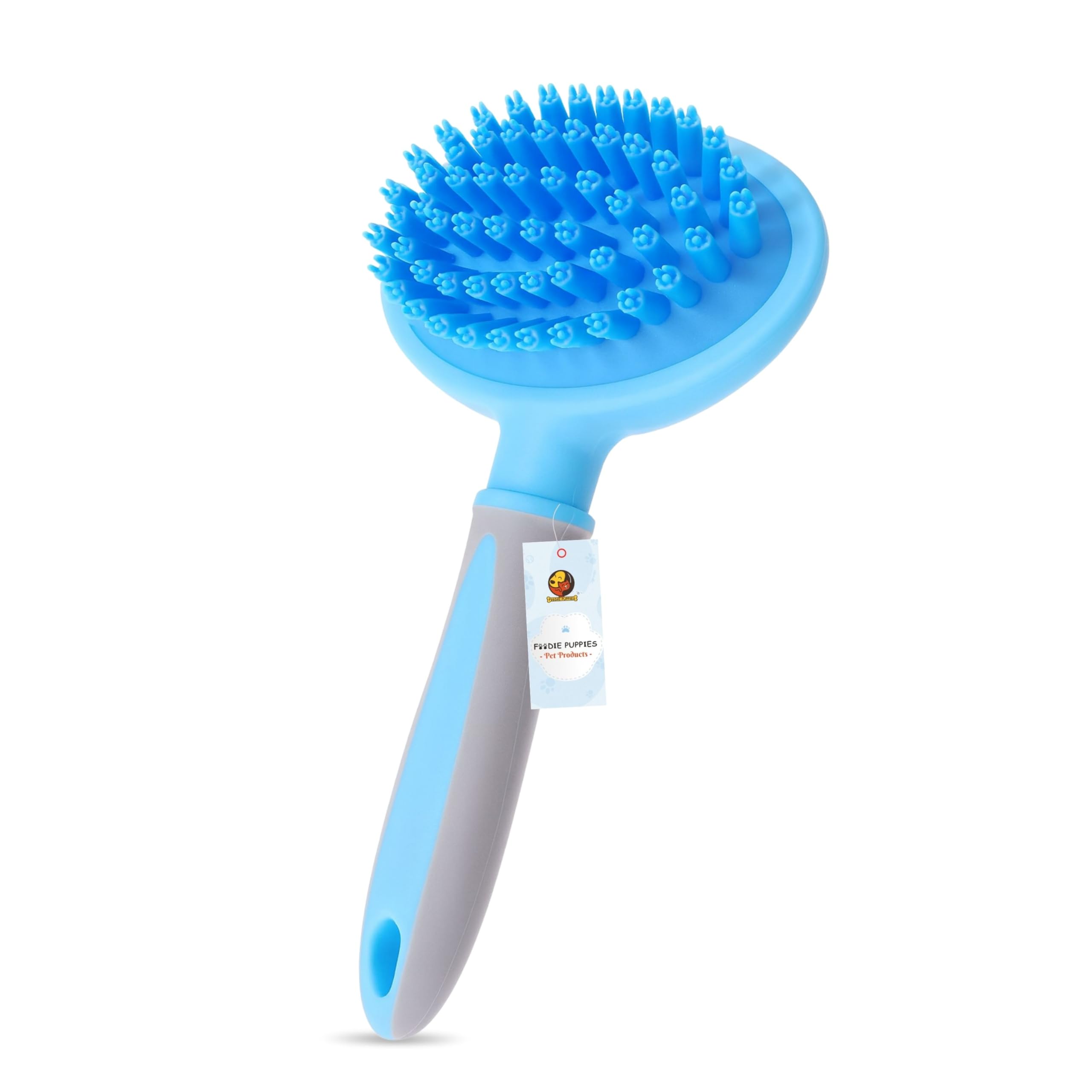Foodie Puppies SelfCleaning Slicker Pet Brush For Dogs & Cats  (Handle Brush) | Soft Silicone Grooming Brush For Bathing, Desh