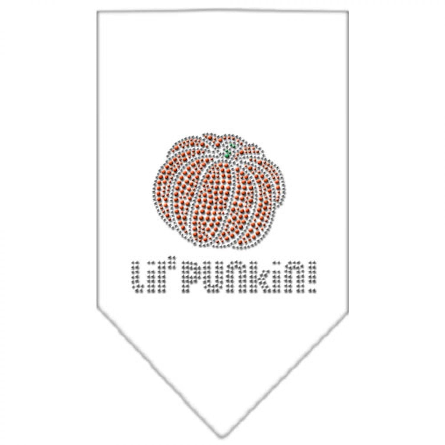 Halloween Pet and Dog Bandana Rhinestone, "Lil Punkin" White Small