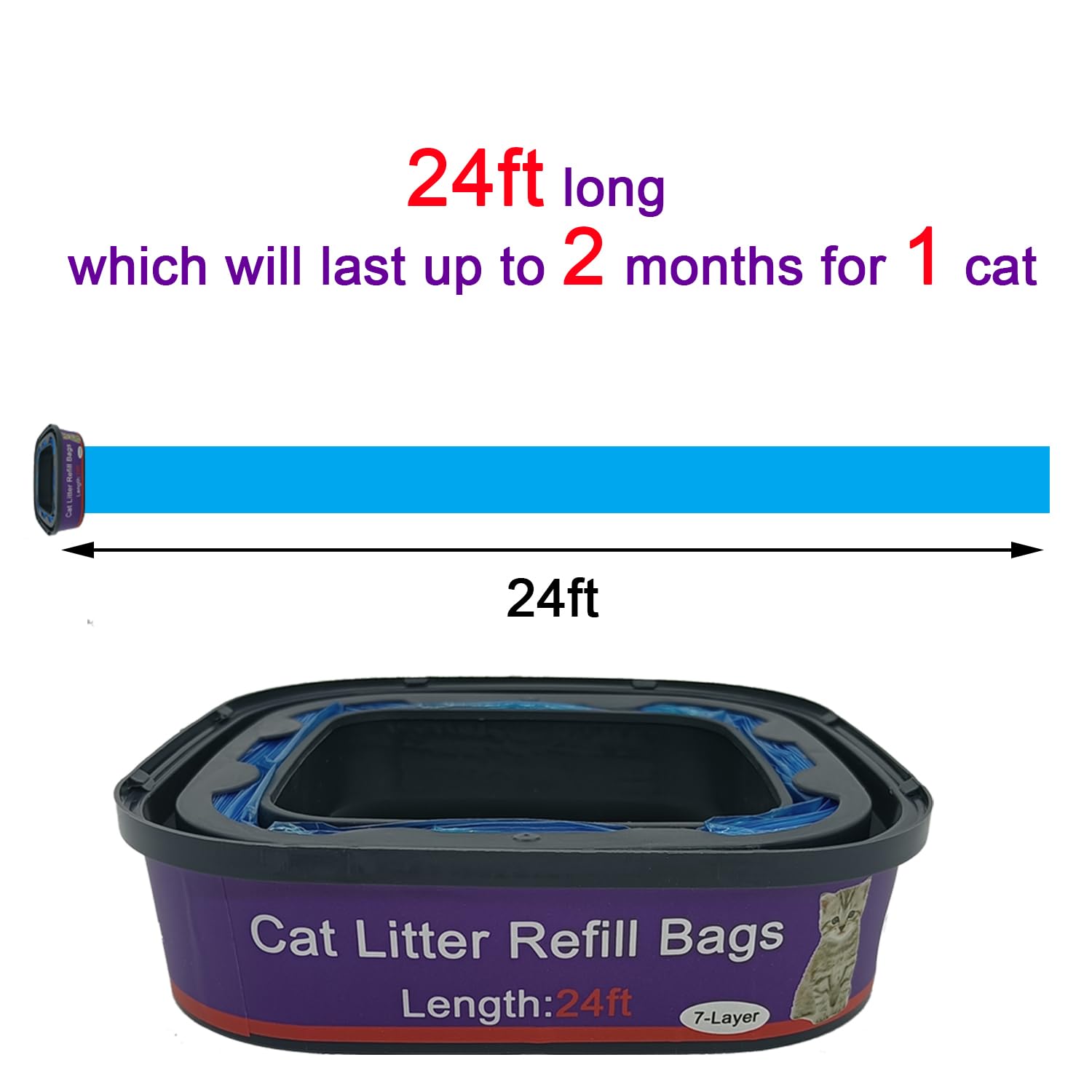 8 Pack Cat Litter Refill Bags Cartridge Compatible With Genie Cat Litter Standard And Plus Pails