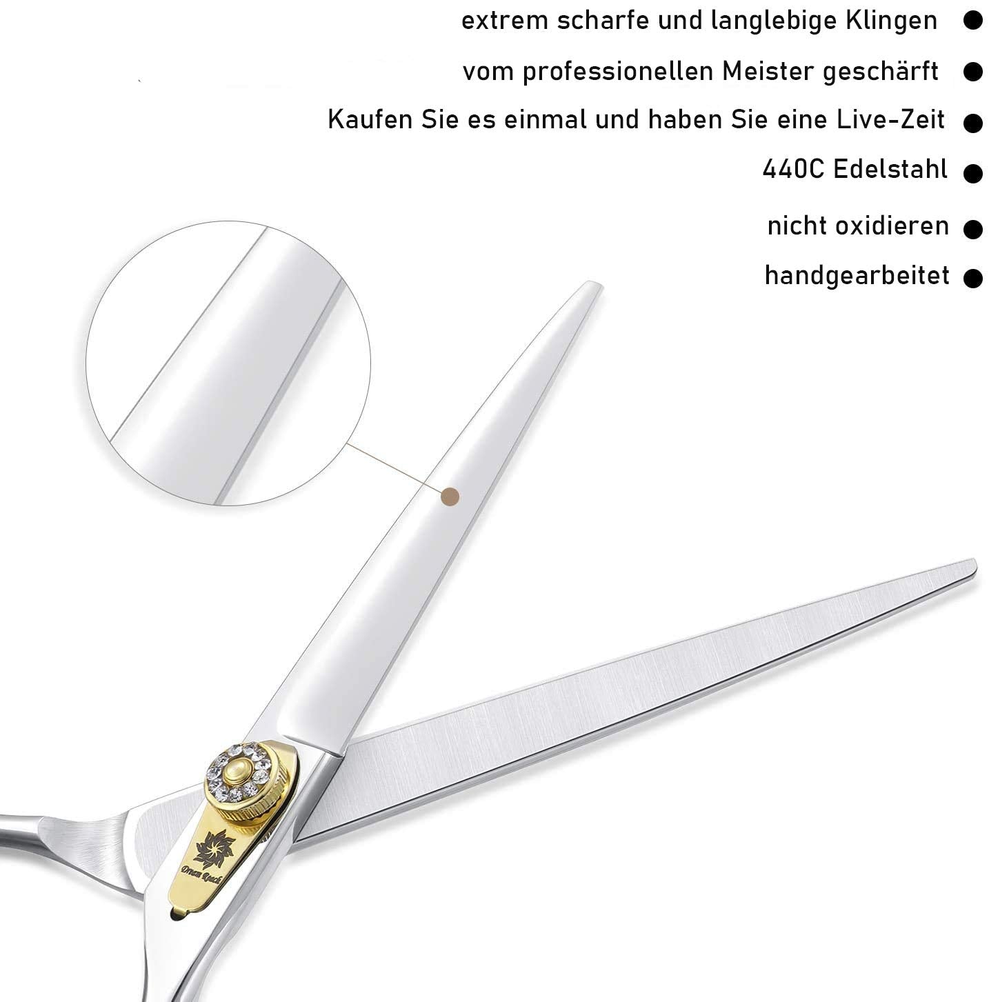 Dream Reach Professional Dog Grooming Straight, Curved, Thinning/Blending/Chunking Scissors Kit, Jp-440C Stainless Steel Pet Cat Hair Cutting/Trimming Shears (7 Inch-Straight Scissors)