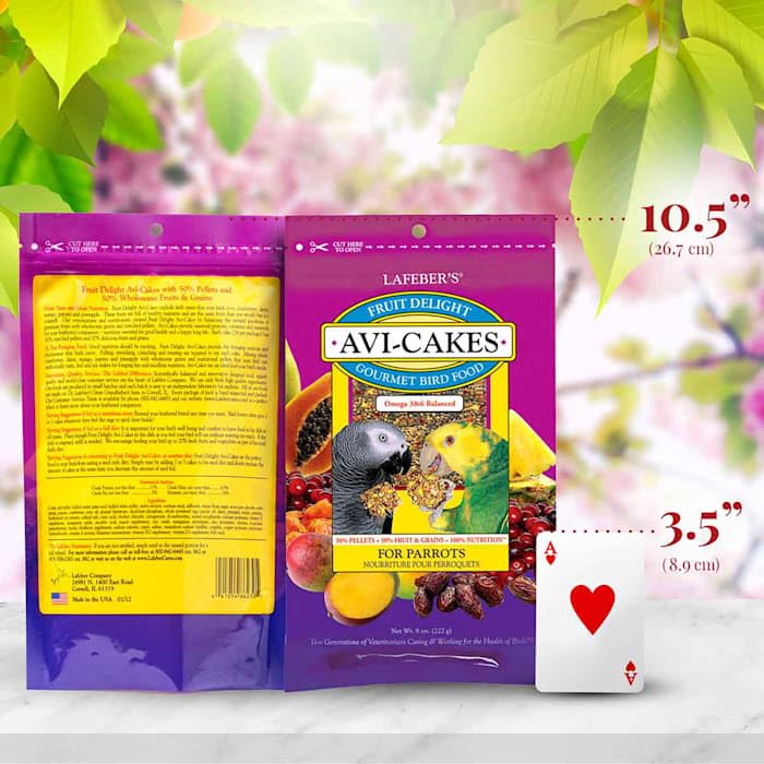 LAFEBERS Fruit Delight Avi-Cakes Pet Bird Food, Made with Non-GMO and Human-Grade Ingredients, for Parrots (8 oz Pack of 1)