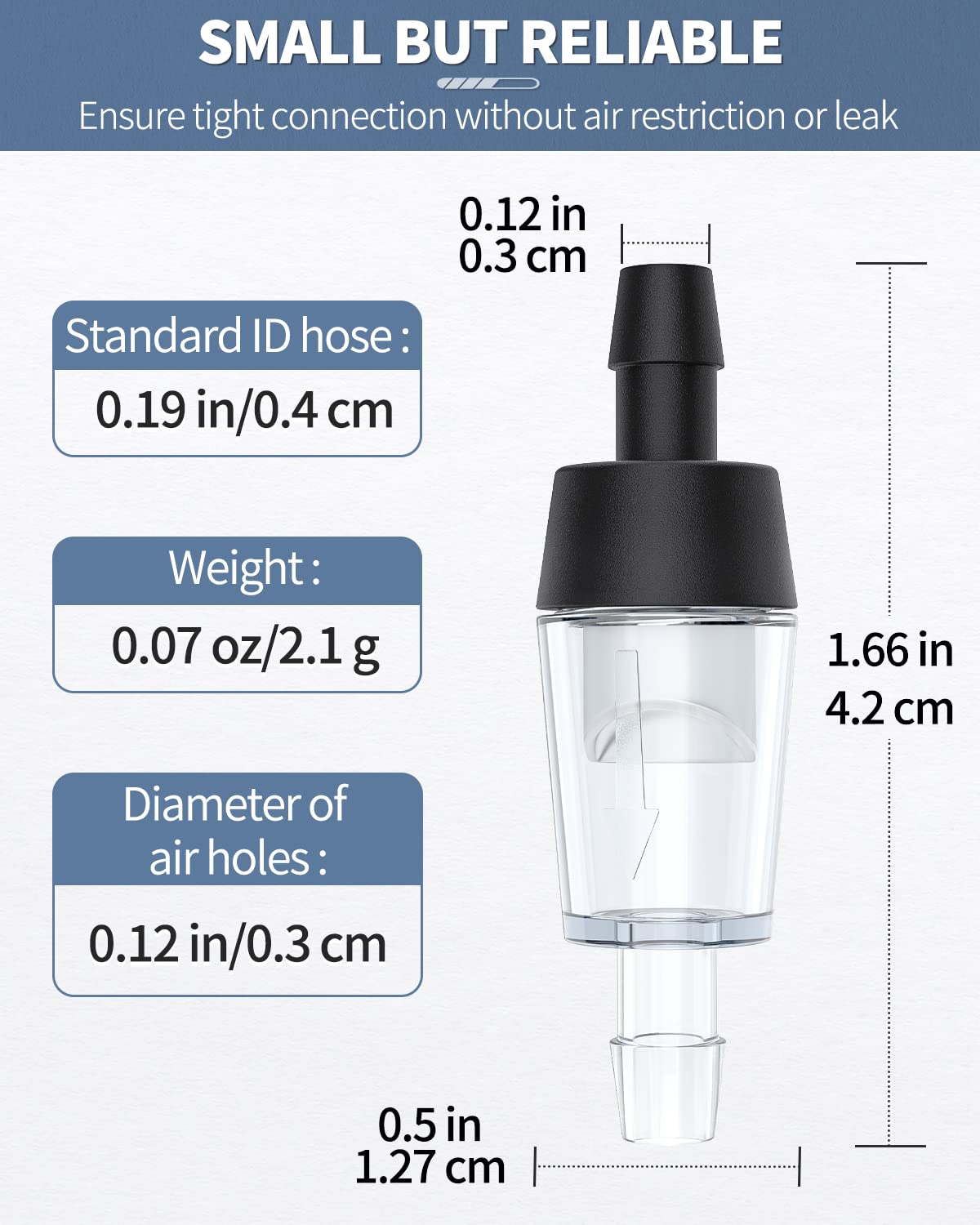 Pawfly Aquarium Check Valves For Common Air Pumps Black Plastic 1-Way Non-Return Valves Pump Protectors For Standard 3/16 Inch A