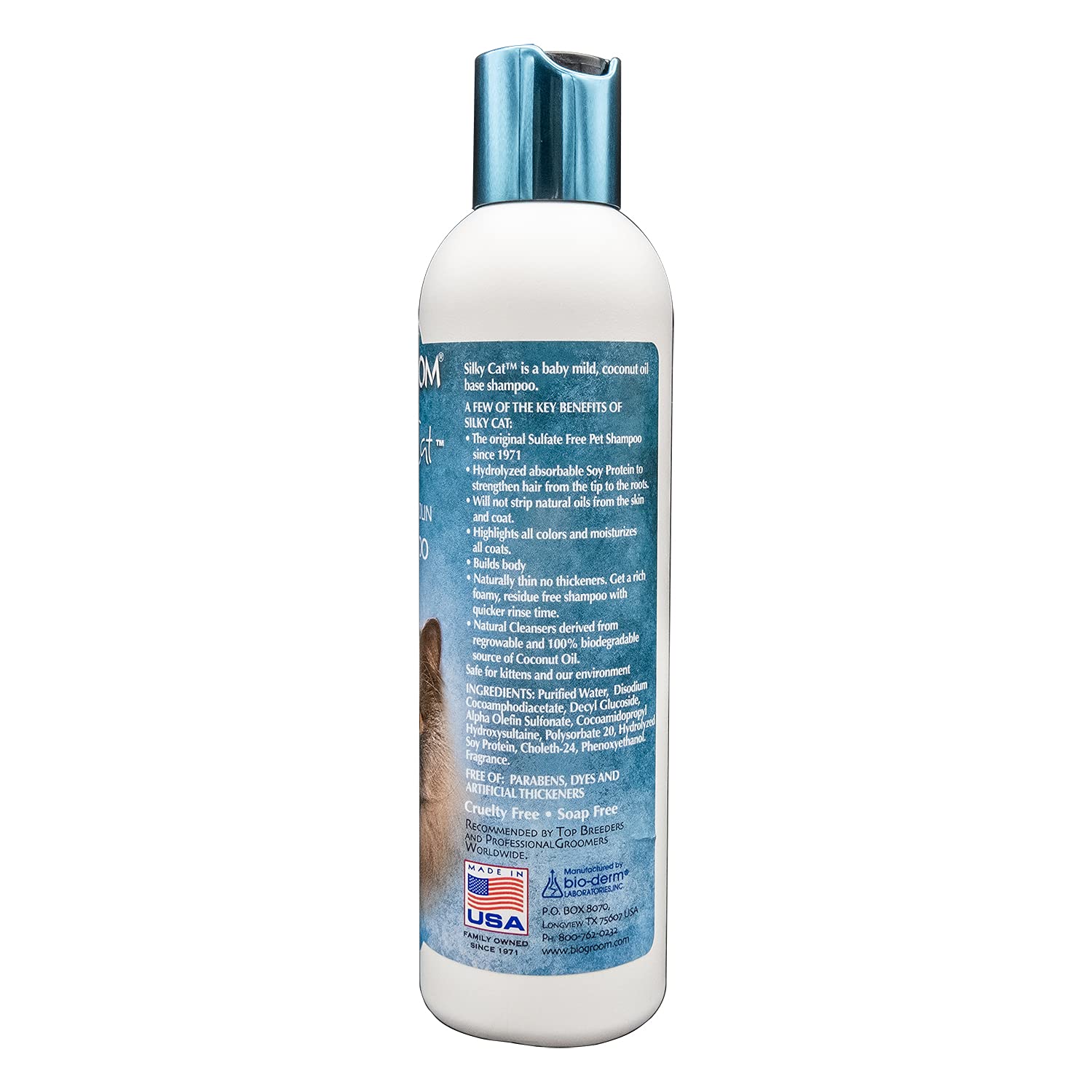 Bio-Groom Protein Lanolin Cat Shampoo – Tear-Free Pet Shampoo, Soy Protein, Cat Bathing Supplies, Residue-Free, Cruelty-Free, Made In Usa, Tearless Cat Products – 8 Fl Oz 1-Pack