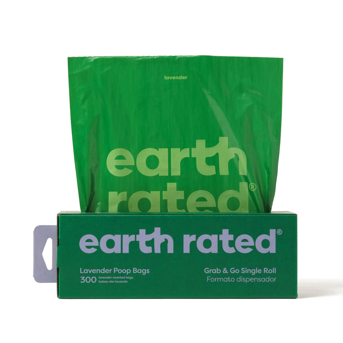 Earth Rated Dog Poop Bags, Thick Grab And Go Single Roll, Ideal For Backyard Pickups, Lavender Scented, 300 Count