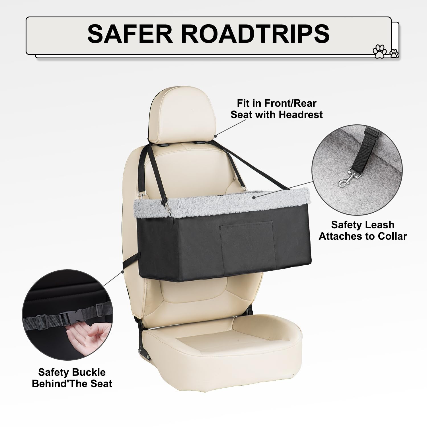 Marslabo Dog Car Seats For Small Dogs, Upgrade Dog Booster Seat With Metal Frame Construction With Double-Layer Oxford, Perfect For Small Pets Up To 20Lbs