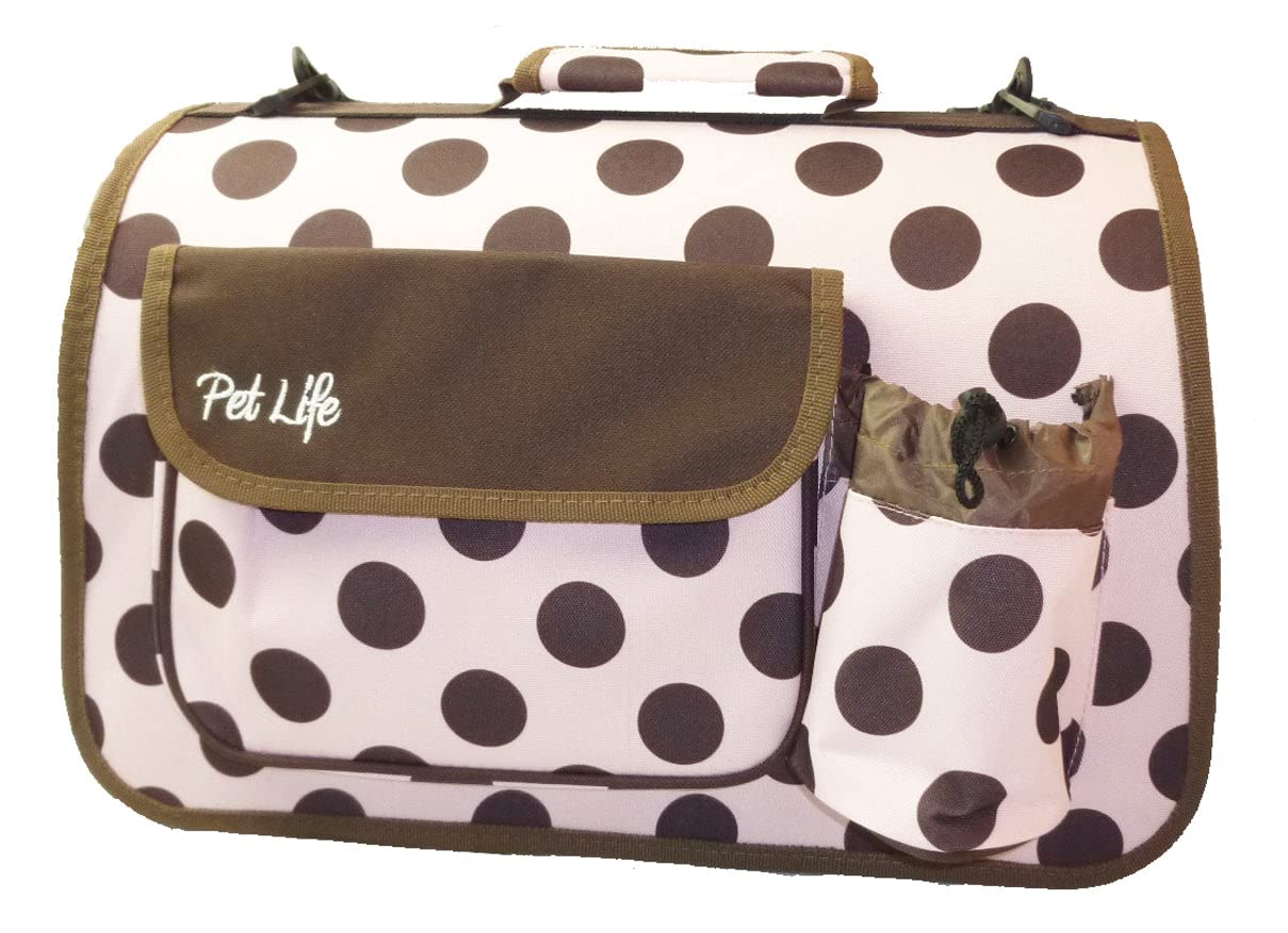 Pet Life Casual-Lounge Airline Pet Carrier, Plaid Fabric, 16"L x 10.2"W x 9.8"H, Includes Pouch, Over-The-Shoulder Straps,