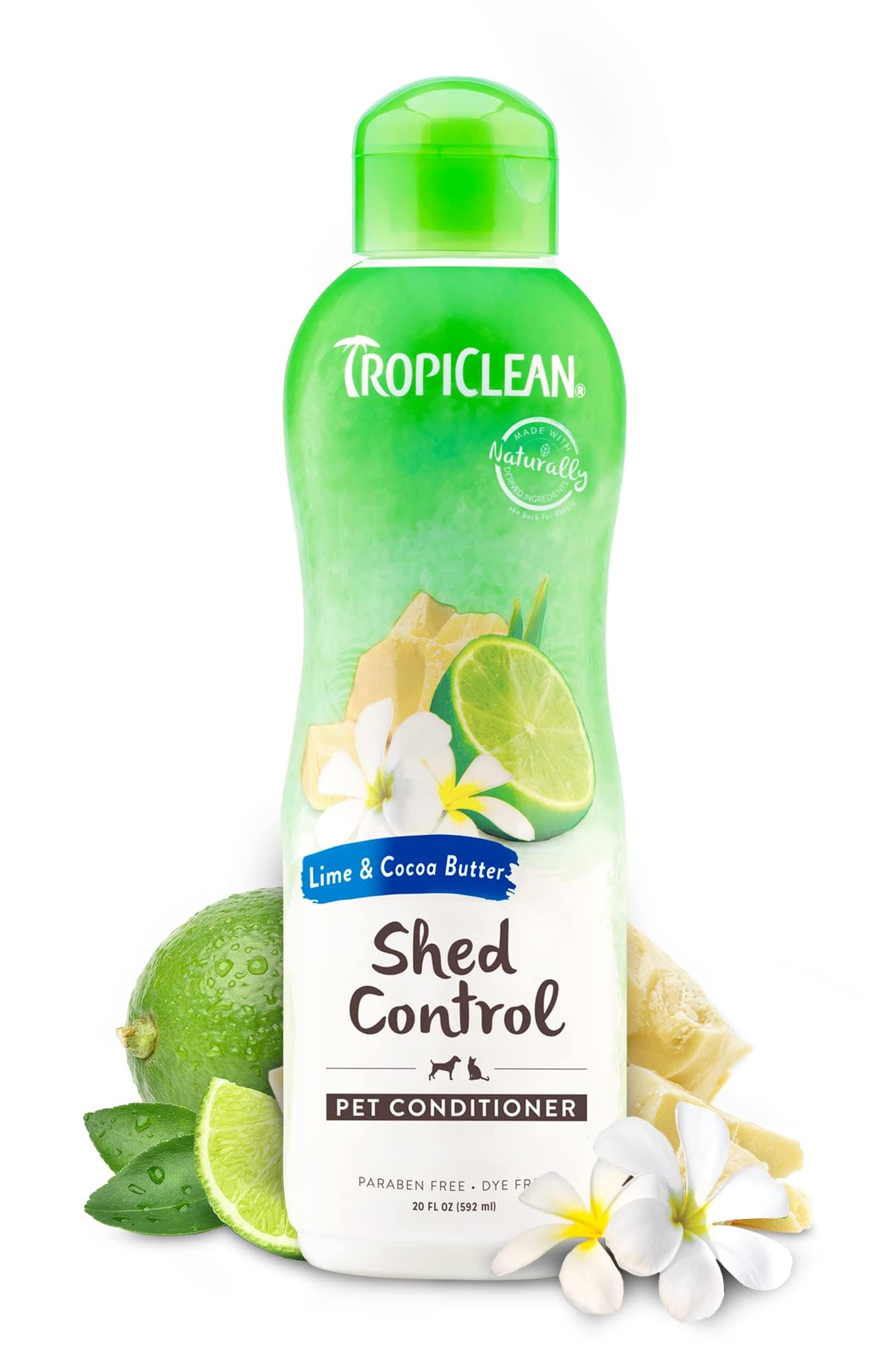 Tropiclean Deshedding Dog Conditioner, Reduces Shedding & Softens Coat, Puppy Safe, Made In The Usa, Lime & Cocoa Butter Scent, 