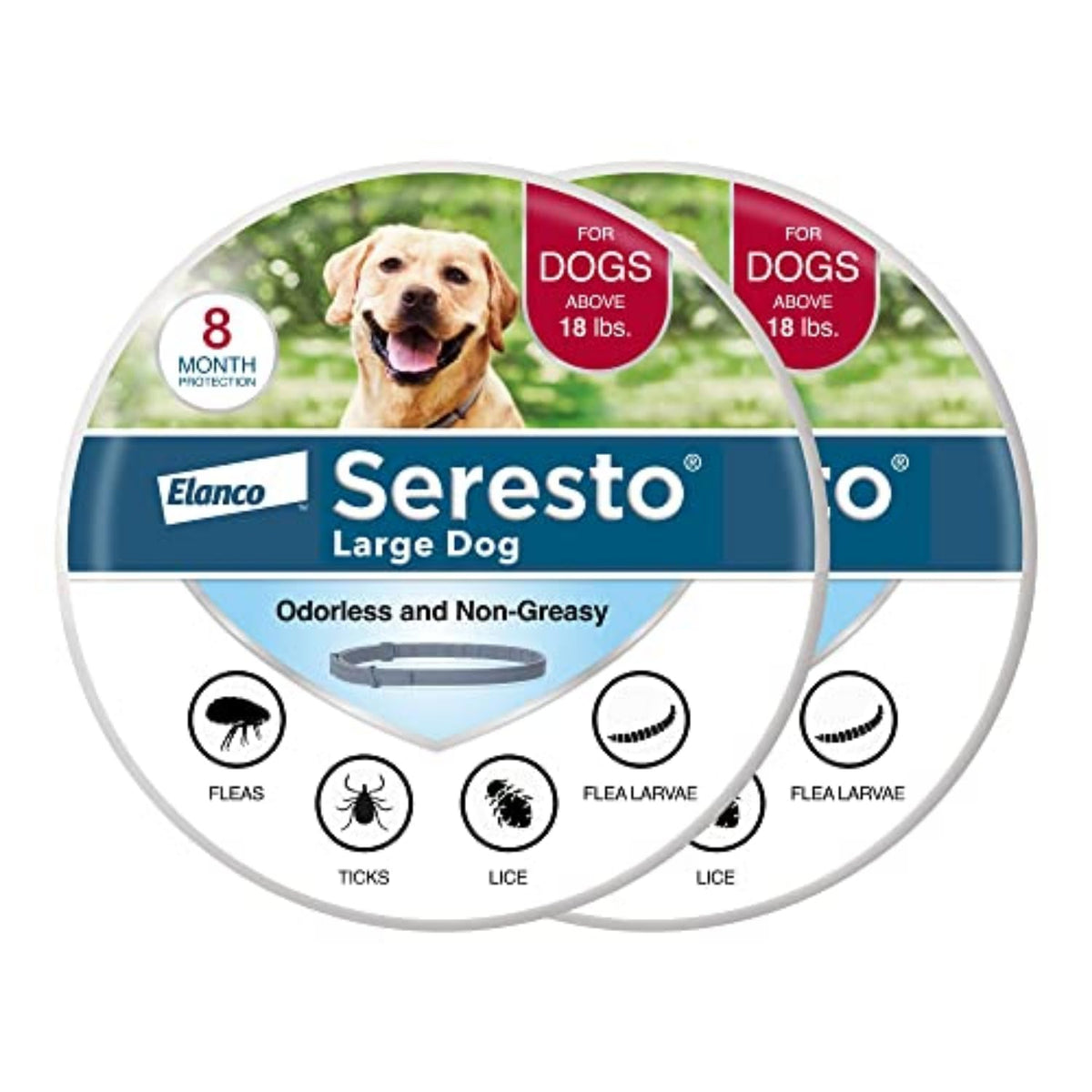 Seresto Large Dog Vet-Recommended Flea & Tick Treatment & Prevention Collar For Dogs Over 18 Lbs. | 2-Pack