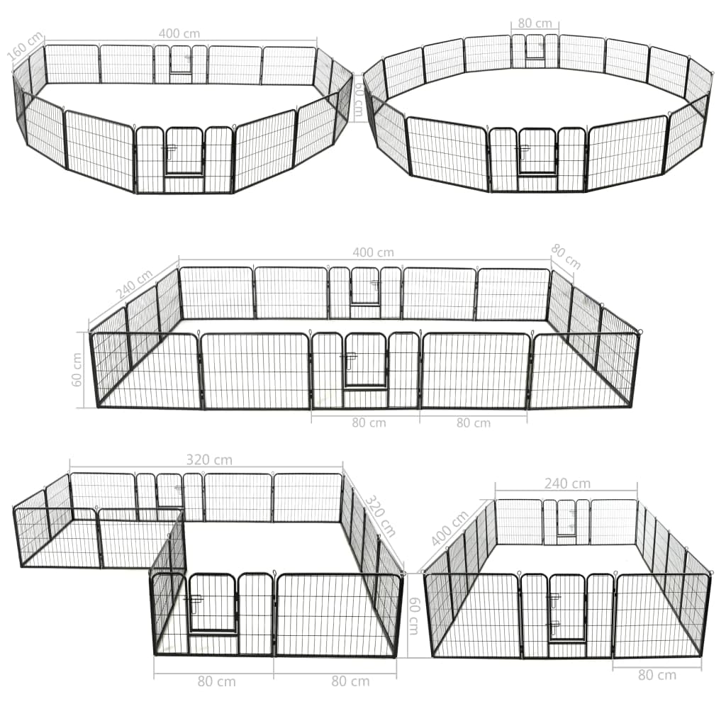 vidaXL Dog Playpen 16 Panels Dog Exercise Folding Enclosure Run Cage Wire Fence Pet Kennel Supply Indoor Outdoor Home Garden 31.