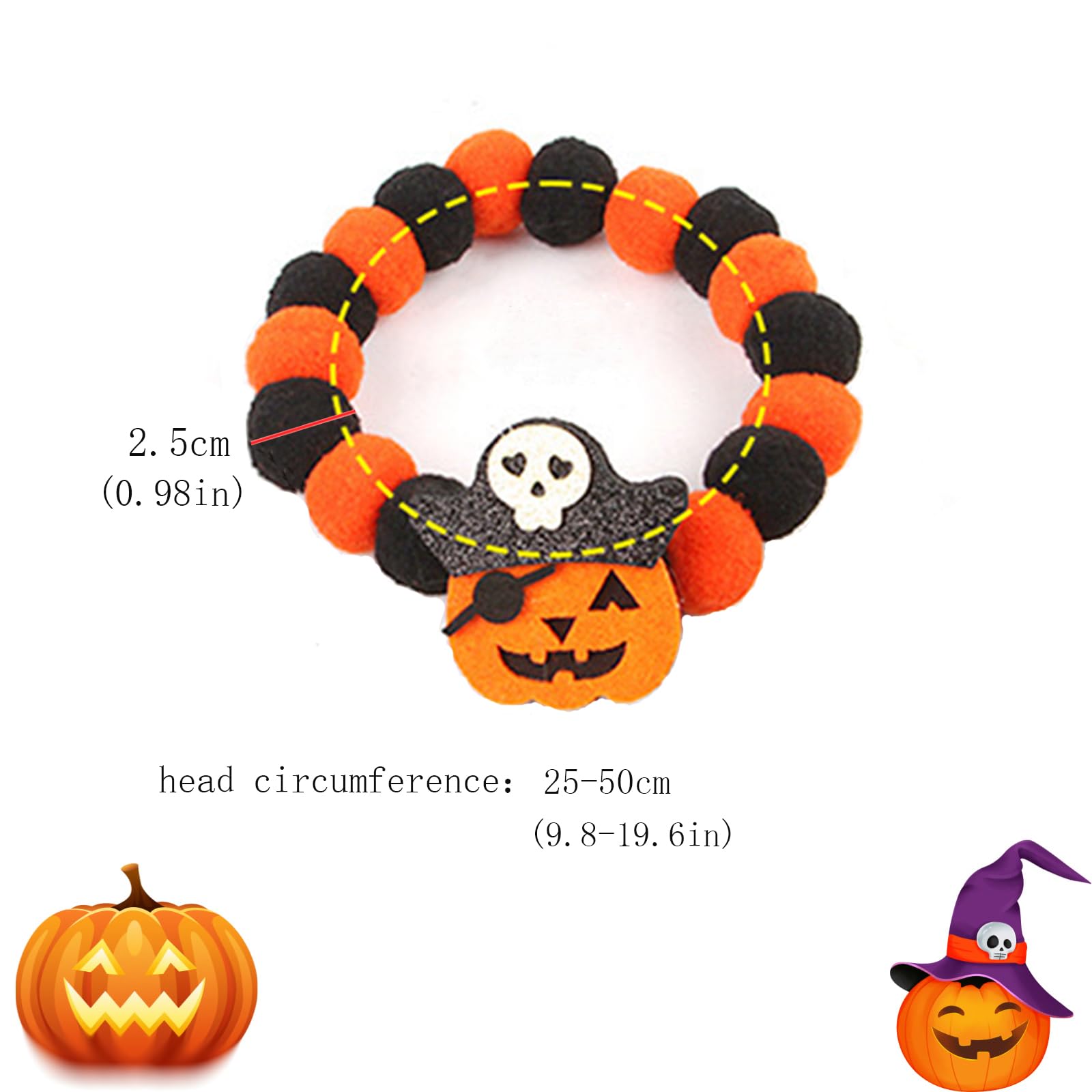 Bobo Rainbow 1Pc Dog Halloween Day Costume - Dog Cat Halloween Collar Pet Collar Patterns Dog Ball Collar Pet Orange Costume Sof