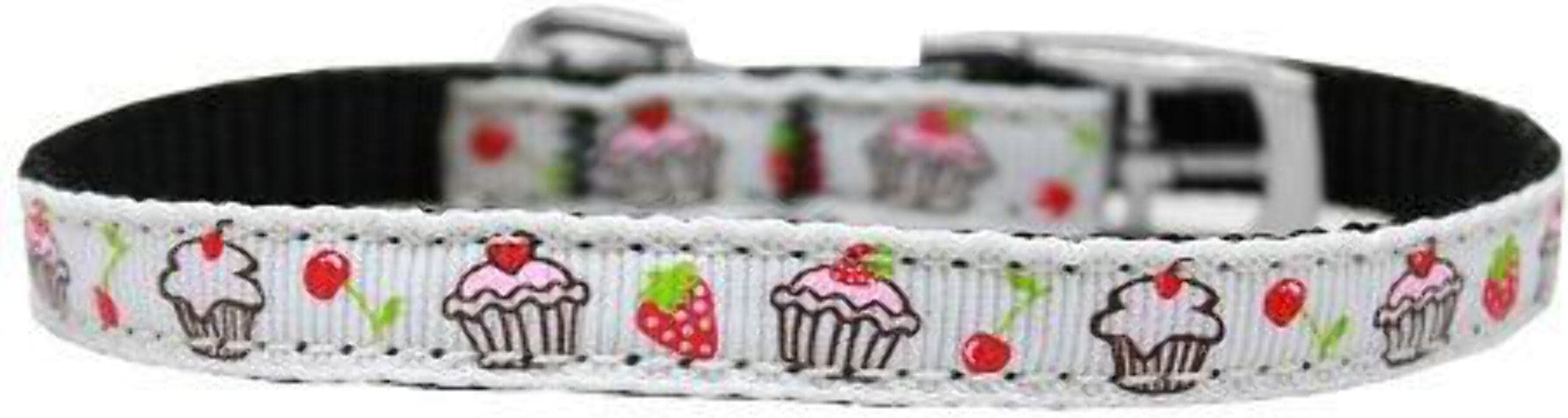 Mirage Pet Products Cupcakes Nylon Dog Collar with Classic Buckle, Size 14, Black