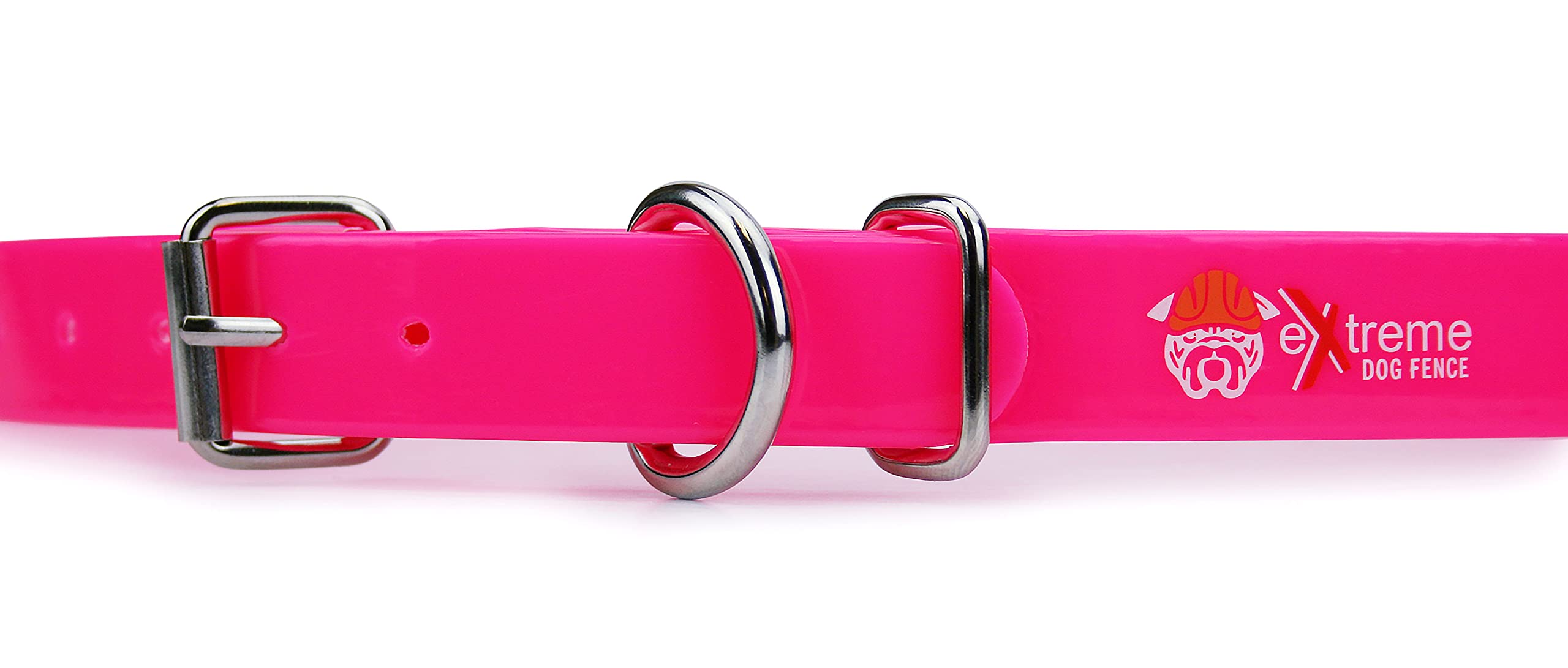 Hot Pink 3/4 Heavy Duty Tpu Coated Nylon Replacement Dog Collar Strap With Metal Buckle For Shock, Bark And Electric + Contain