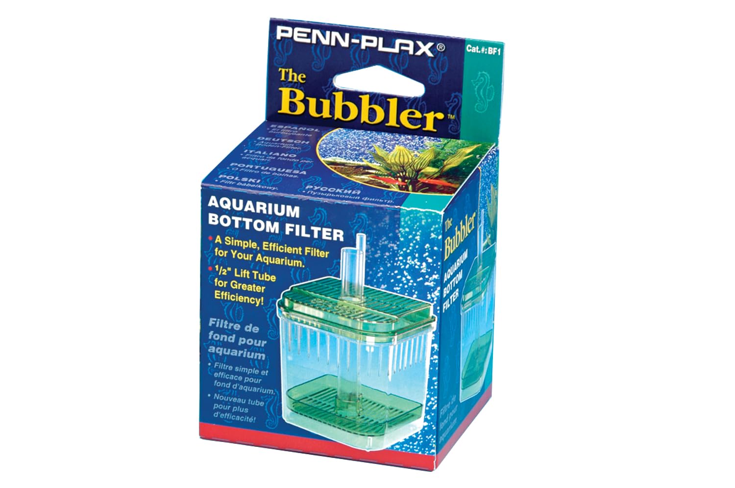 Penn-Plax Bubbler Filter For Cleaning Aquarium Fish Tanks - 10 Gallon
