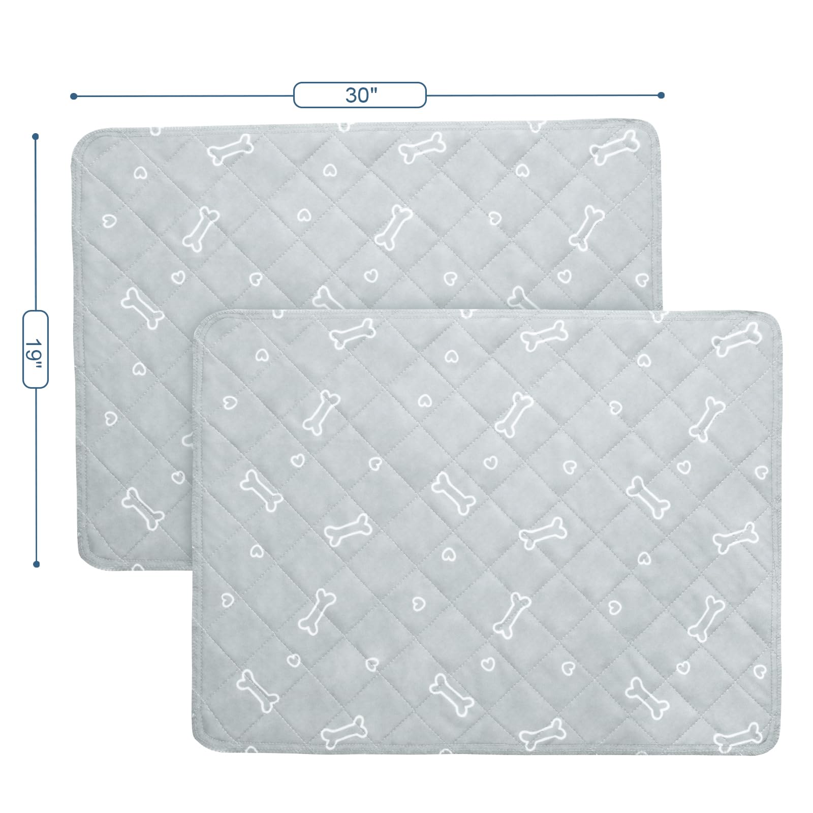 Washable Pee Pads For Dogs, 2 Pack Reusable Puppy Pads 19'' X 30'', Super Absorbent & Waterproof Training Mats For Potty, Crate,