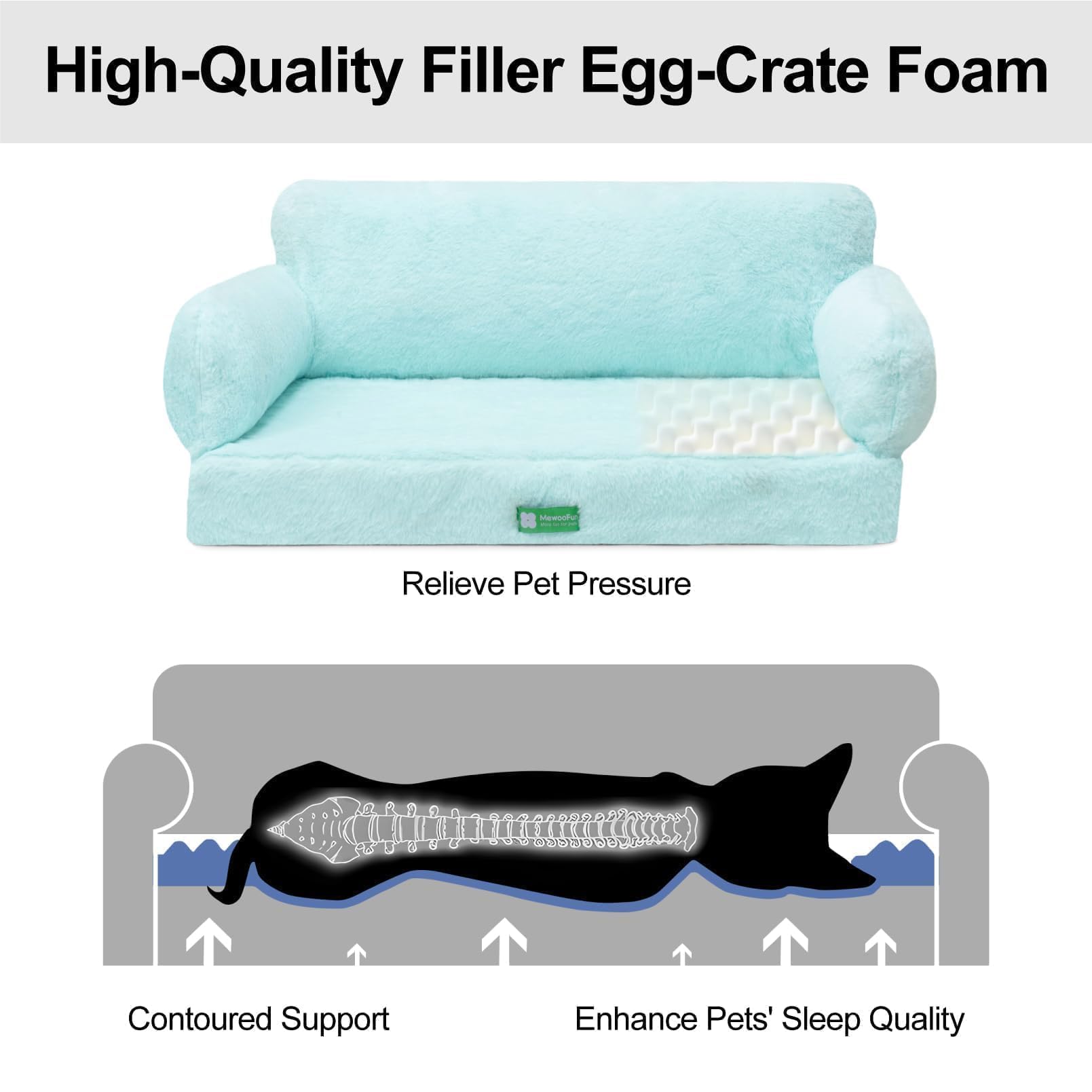 Mewoofun 34.6'' Orthopedic Dog Bed Sofa For Small Medium Dogs, Egg- Foam Dog Couch With Removable Washable Cover And Non-Slip Bo