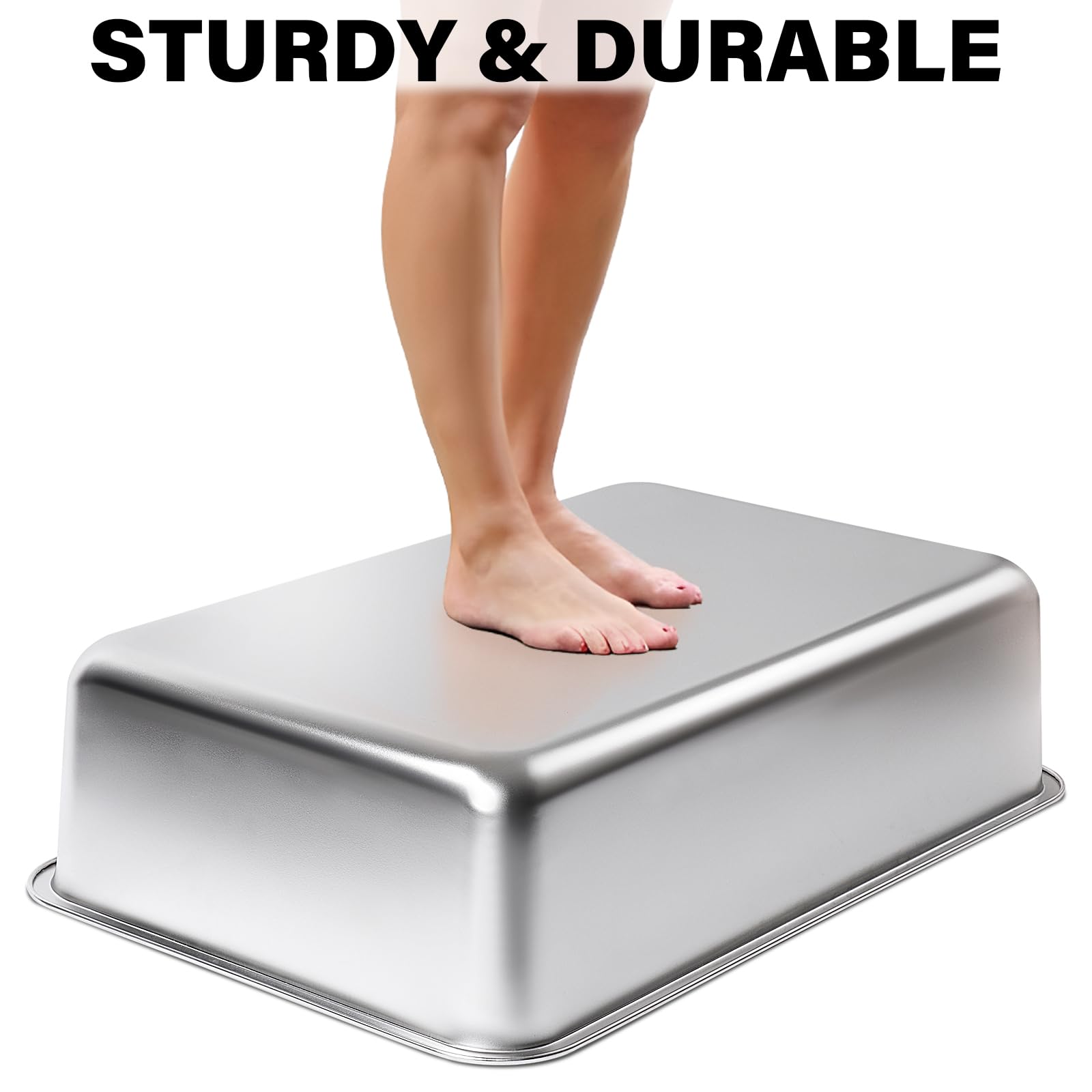 Nyutu Xl Stainless Steel Litter Box 2 Pack, 23.6''X15.8''X6''(Height) Extra Large Stainless Steel Cat Litterbox High Sides, Non