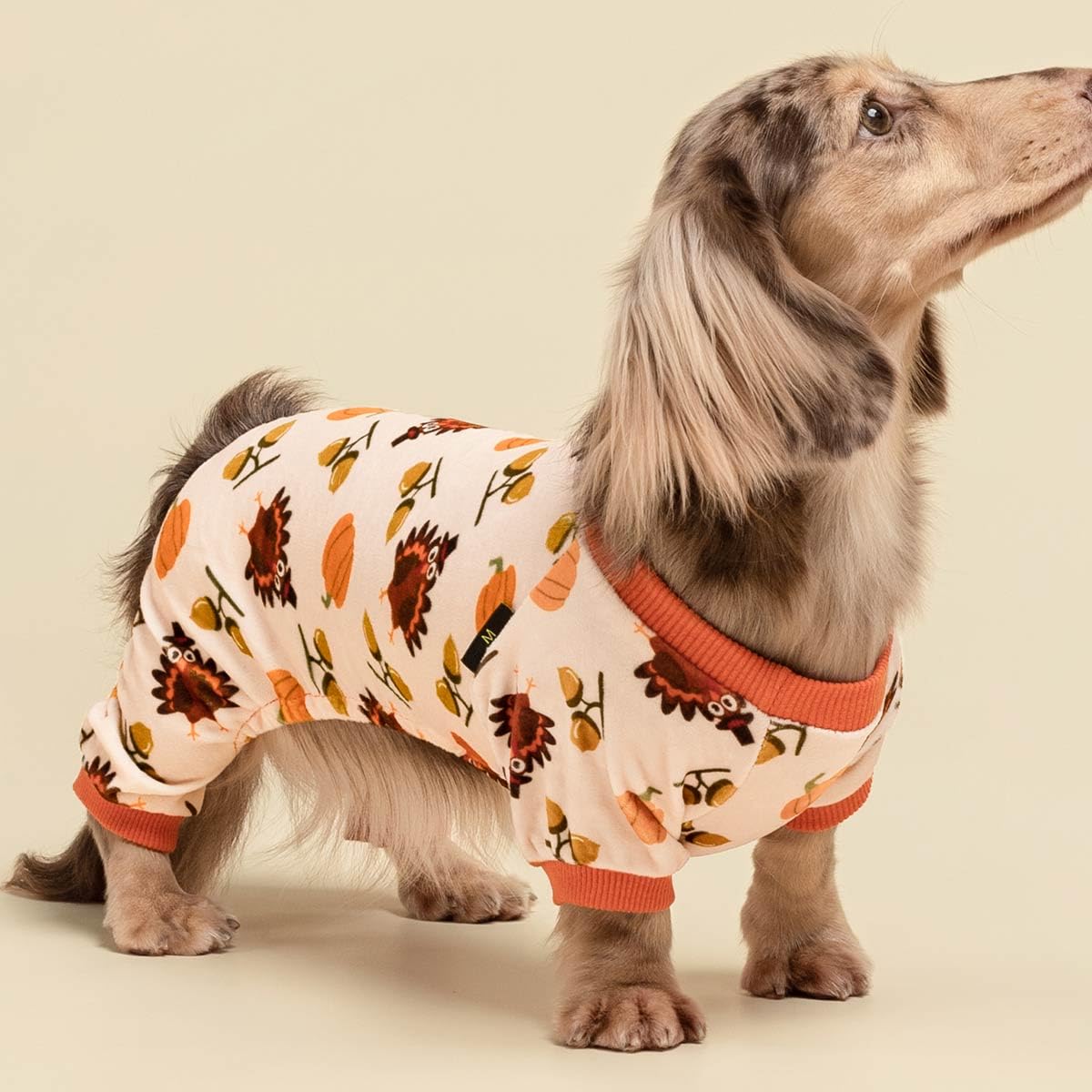 Fitwarm Thanksgiving Turkey Dog Pajamas, Funny Dog Winter Clothes For Small Dogs Girl Boy, Pet Jumpsuit, Cat Onesie With Feet, L