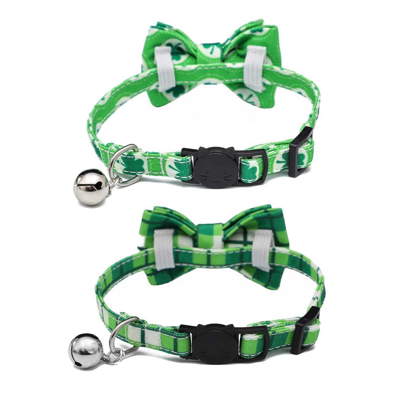 Bnibol 2-Pack Breakaway Cat Collars With Removable Double-Layer Bow Tie And Bell For Boy And Girl Cats,Safety Kitten Collars Sui
