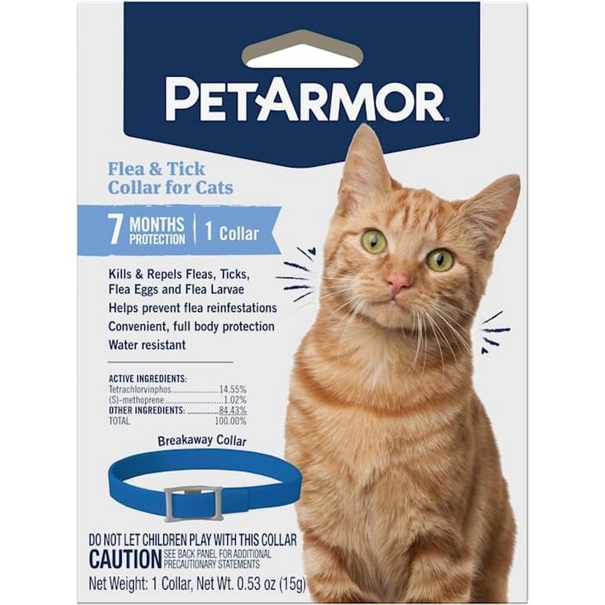 PetArmor Flea & Tick Collar for Cats, Kills Fleas & Ticks, Long Lasting Protection for 6 Months, Water Resistant, One Size Fits