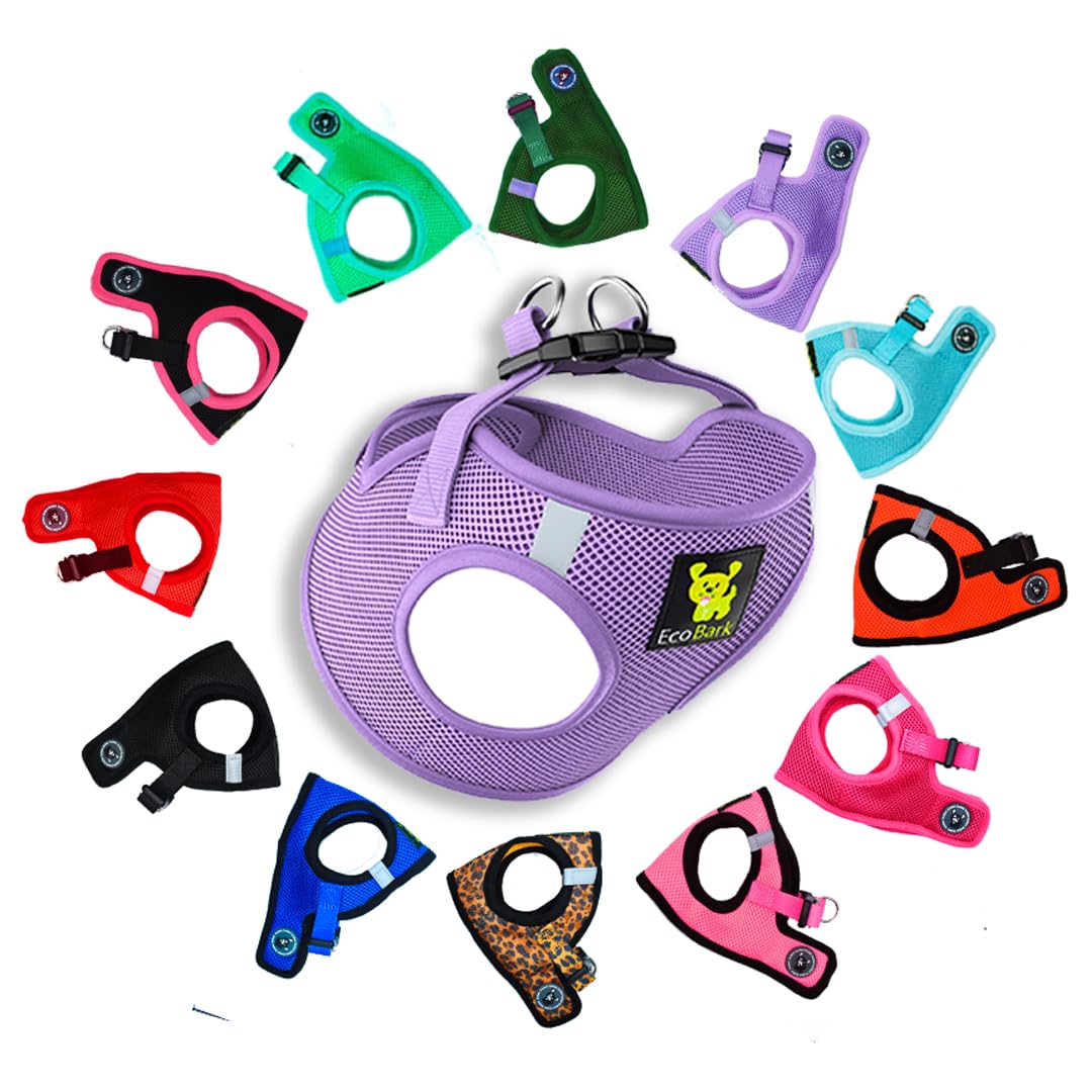 Ecobark Step In Dog Harness - Eco-Friendly Dog Harnesses For Small And Medium Breed Dogs - Reflective And Adjustable Body Halter Vest - Soft Mesh Toy Breed Harness (Lavender, Large)