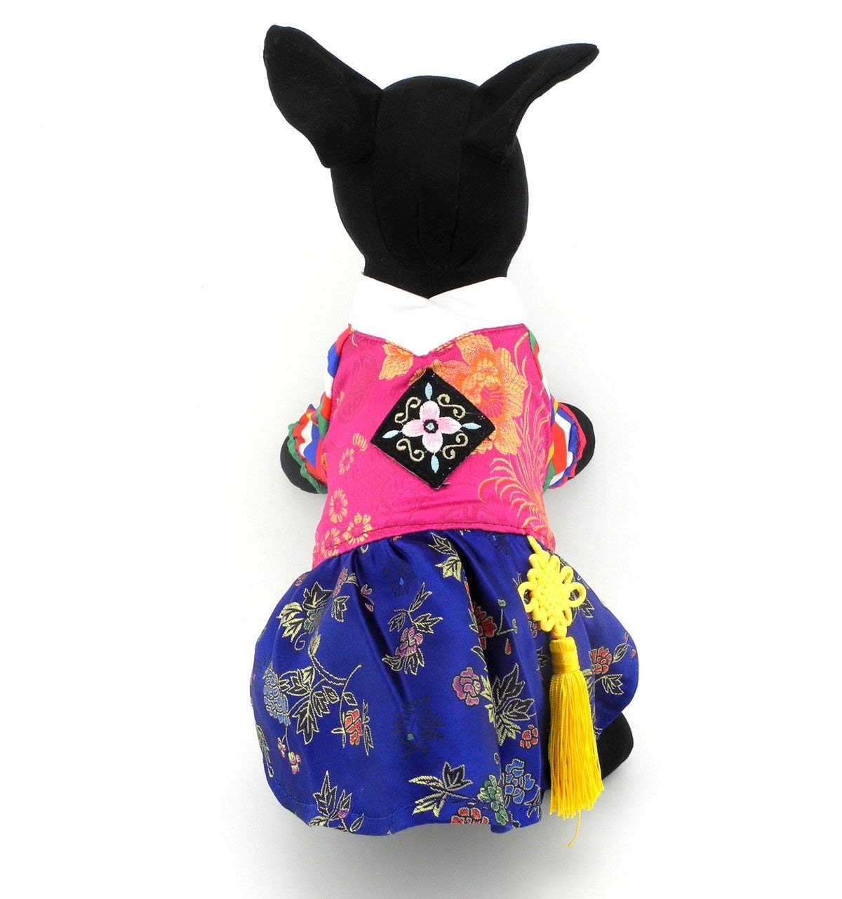 Selmai Ethnic Dog Costume Korean Traditional Knot Pendant Norigae Hanbok Embroidery Silk Pet Clothes Outfit Color Dress For Smal