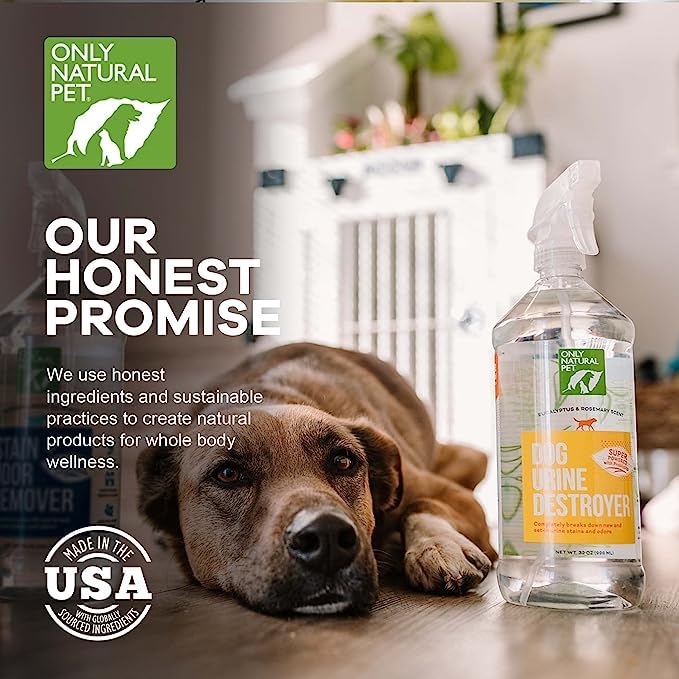 Only Natural Pet Enzyme Powered Stain & Odor Eliminator - Professional Pet Urine Pee Cleaner Deodorizer For Dogs - Hardwood Floo