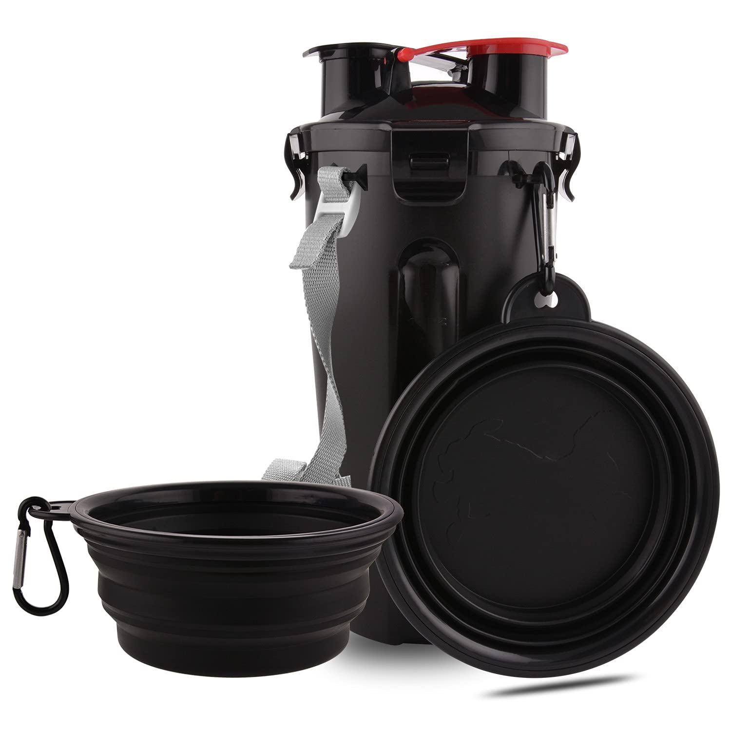 Dog Travel Water Bottle Collapsible Bowls, 2 in 1 Pet Food Container with Collapse Bowls, Outdoor Portable Water Bowls for Walki