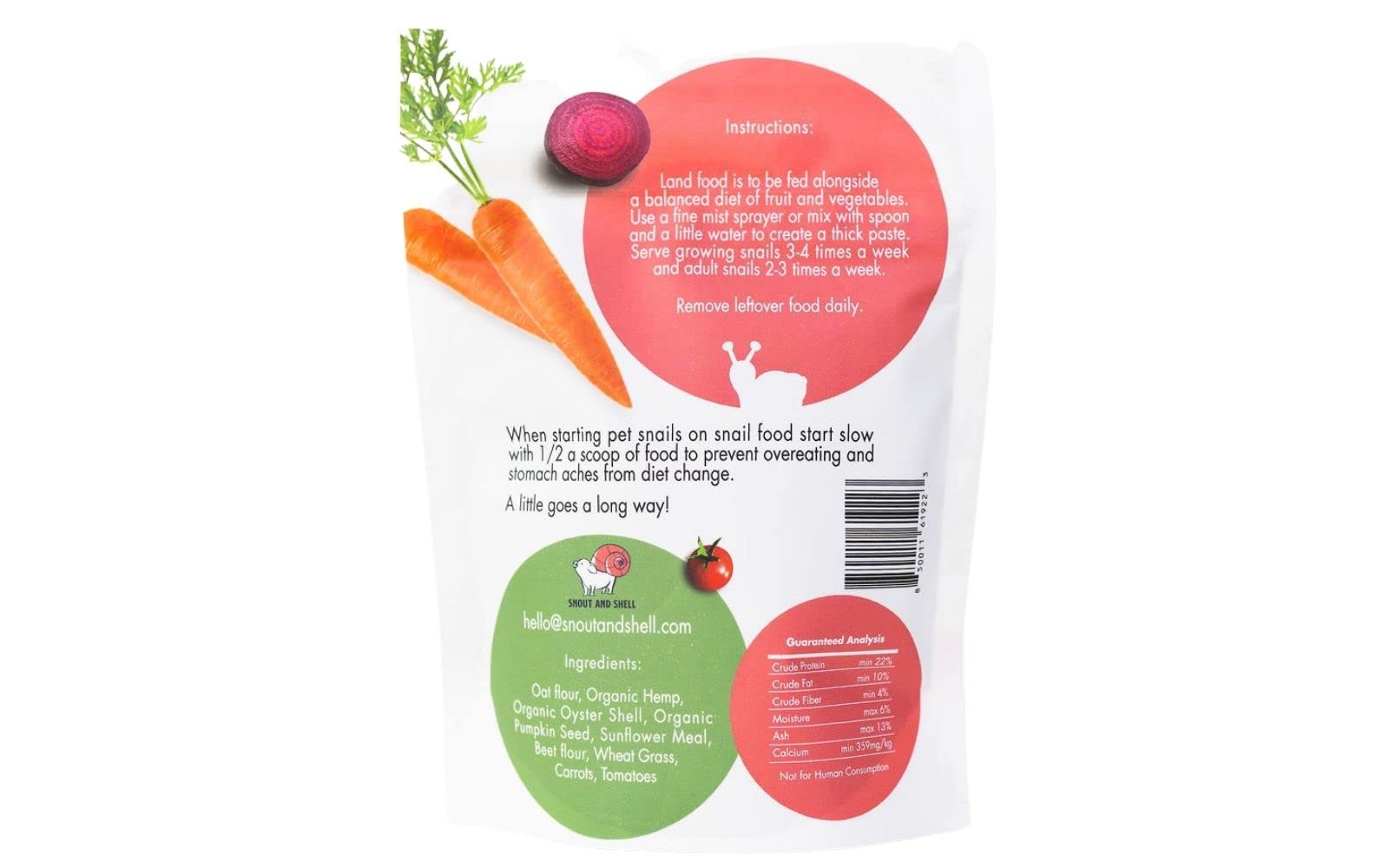 Snout & Shell Vegetable Flavored Pet Land Snail Food - Tasty High-Protein, Calcium Blend for Snails, Easy Addition to Your Garde