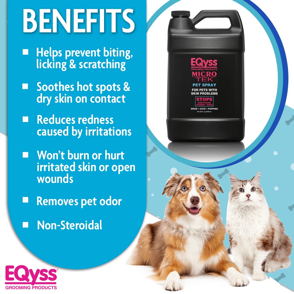 Eqyss Micro-Tek Pet Itch Relief Spray - Soothes Skin, Stops Itching - 1 Gallon for Cats & Dogs