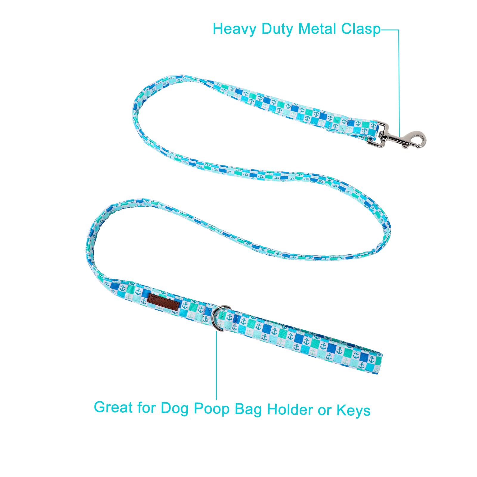 Up Urara Pup Durable Blue Cotton Dog Leash & Collar Set, Sturdy For Small To Large Dogs, Perfect For Summer Training