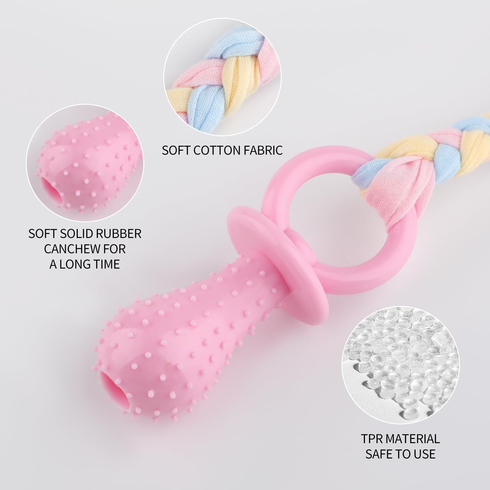 4 Pcs Puppy Chew Toys For Teething Small Breed, Puppy Teething Ring, Soft Rubber Durable Dog Teething Toys, Rope Dog Toys, Funny