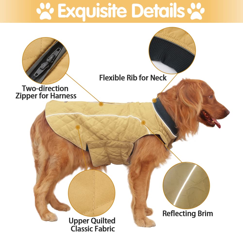Emust Winter Coat, Polyester Dog Jacket With Lofty Collar, Small(Pack Of 1), Yellow