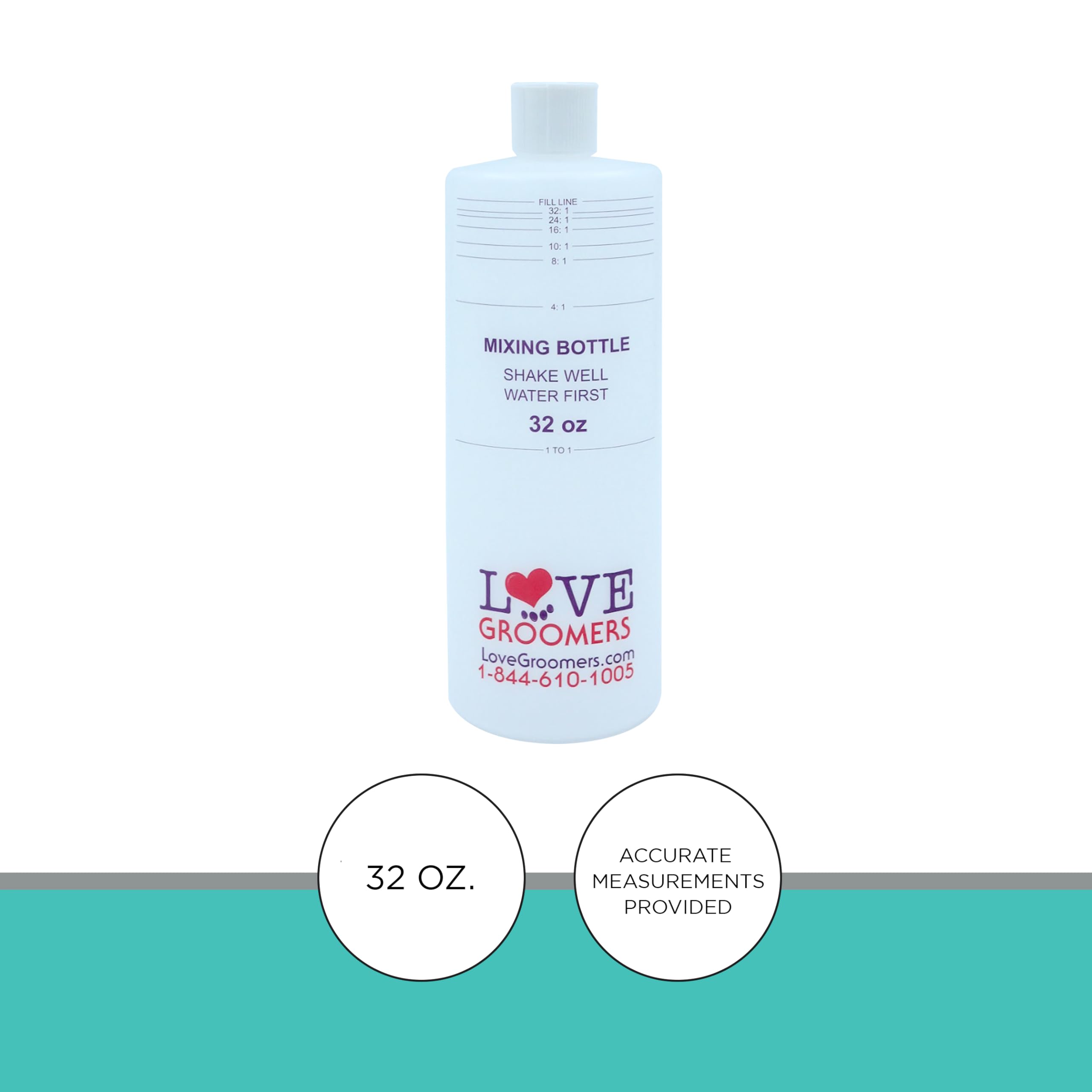 Groomer Essentials 32Oz Dilution Bottles - Set Of 4 - Professional Pet Shampoo Dilution Bottles For Dog Grooming - Perfect Mixing Bottles For Shampoo, Conditioner, And Grooming Solutions