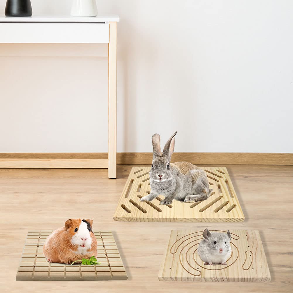 Litewoo Rabbit Scratch Board Foot Pad Mat Chew Toy Grinding Claws Teeth Natural Wood For Small Animal Rabbit Hamster Chinchilla Guinea Pig Ferret Gerbil Bunny Rat Cage Accessories (A)