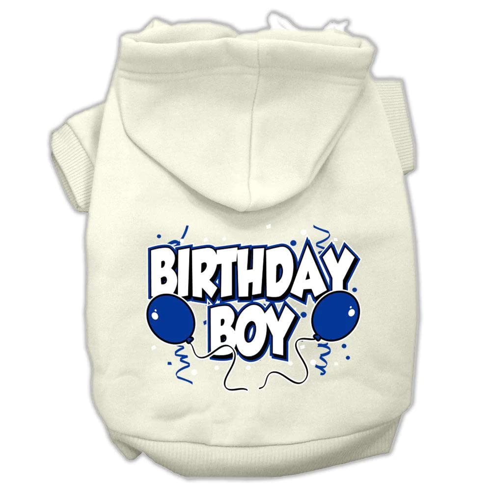 Pet, Dog & Cat Hoodie Screen Printed, 'Birthday Boy' Baby Blue Sm (3-6 Lbs.)