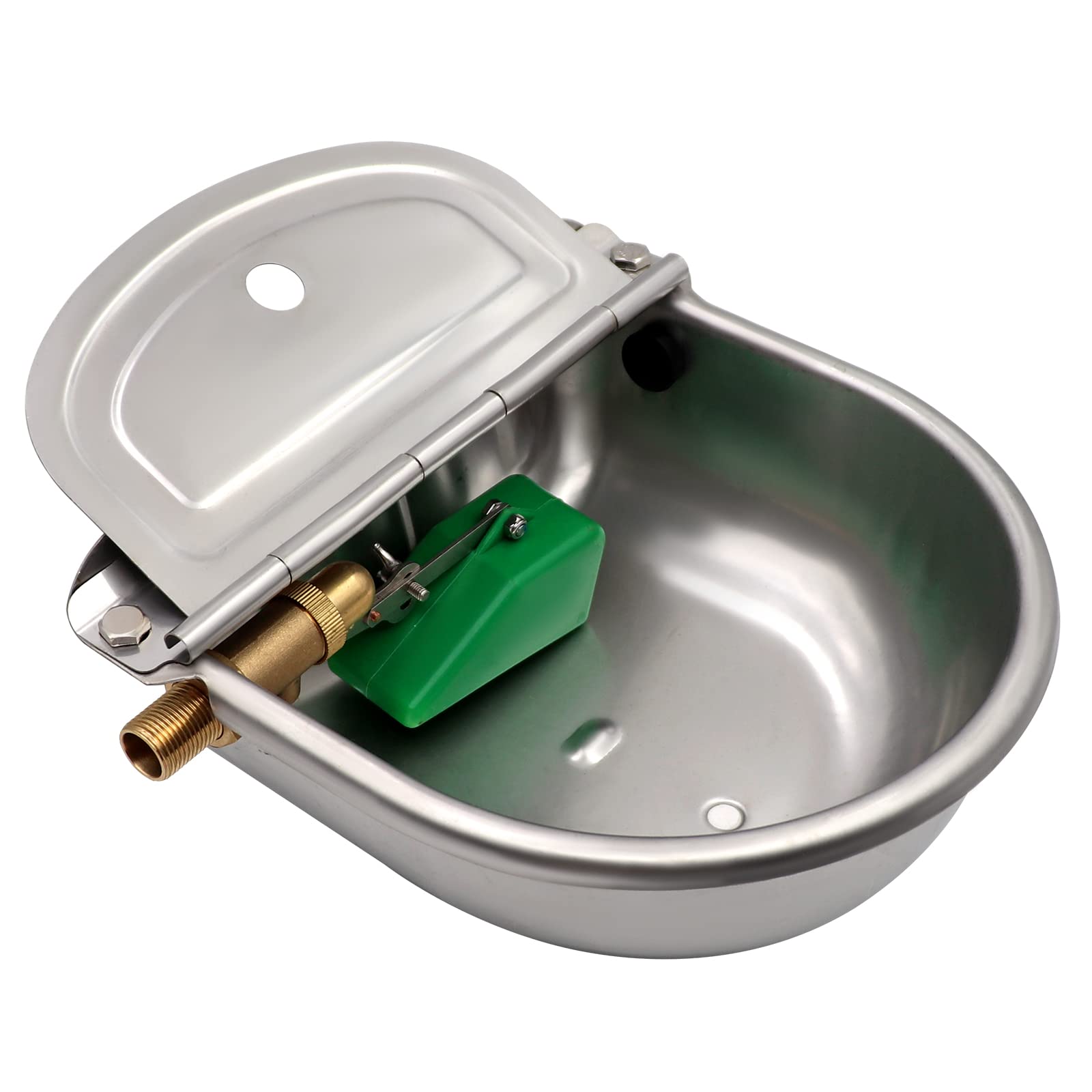 Automatic Waterer Bowl With Brass Float Valve And Drain Plug Stainless Steel Livestock Water Trough Bowl For Dog Cattle Pig Goat Sheep