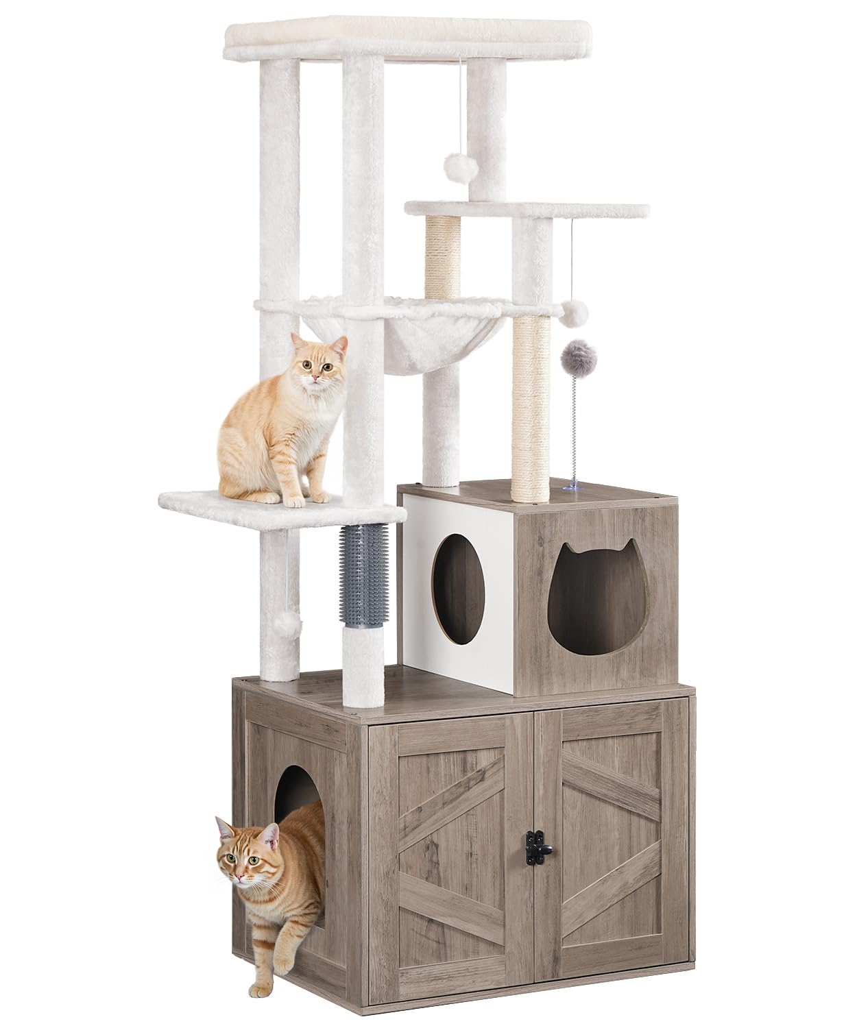 Hoobro Cat Tree With Litter Box Enclosure, Tall Cat Tower For Indoor Cats, All-In-One Modern Cat Condo, Hidden Litter Box Enclos