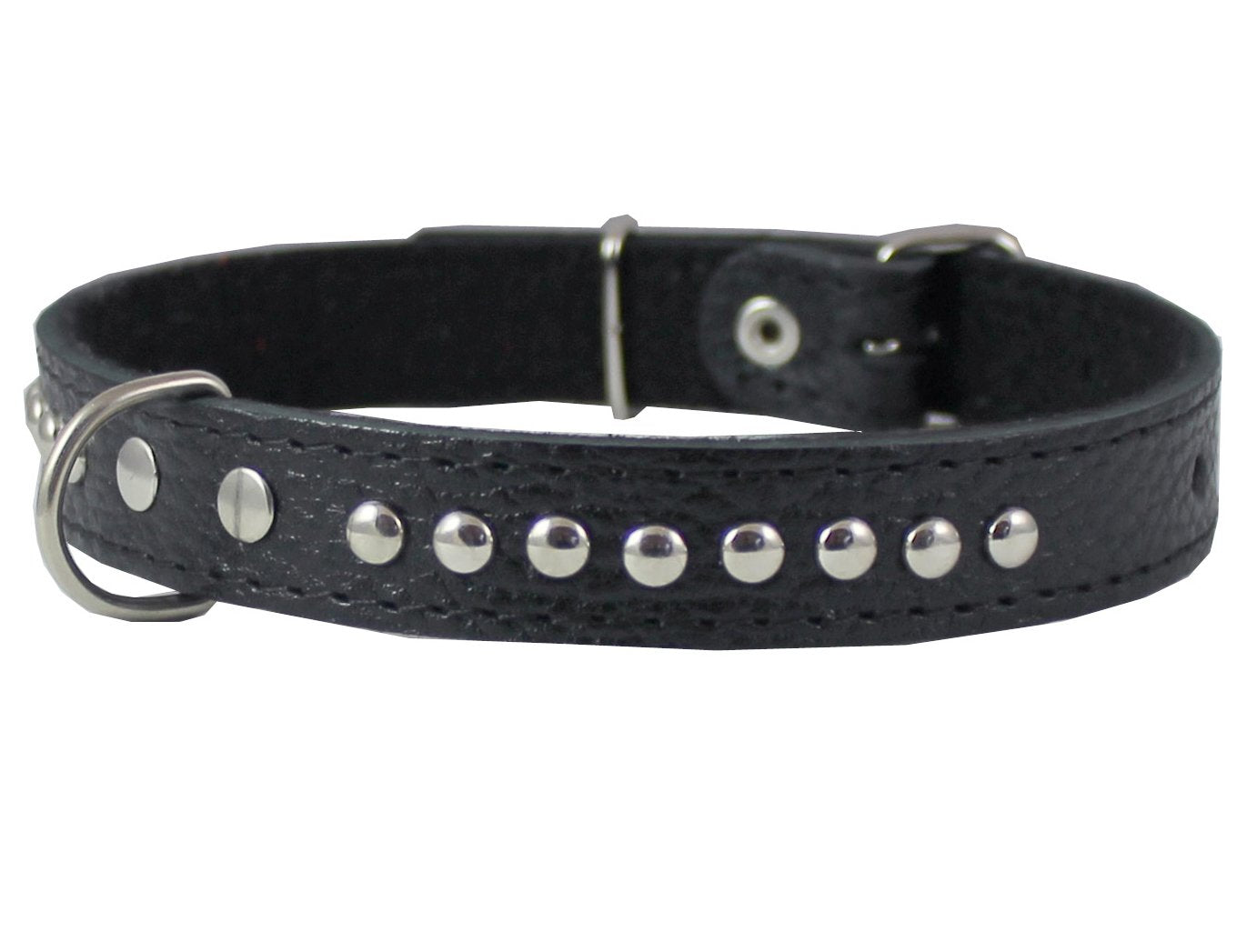 Genuine Leather Studded Padded Dog Collar 18 Long 3/4 Wide Fits 12-14.5 Neck (Black)