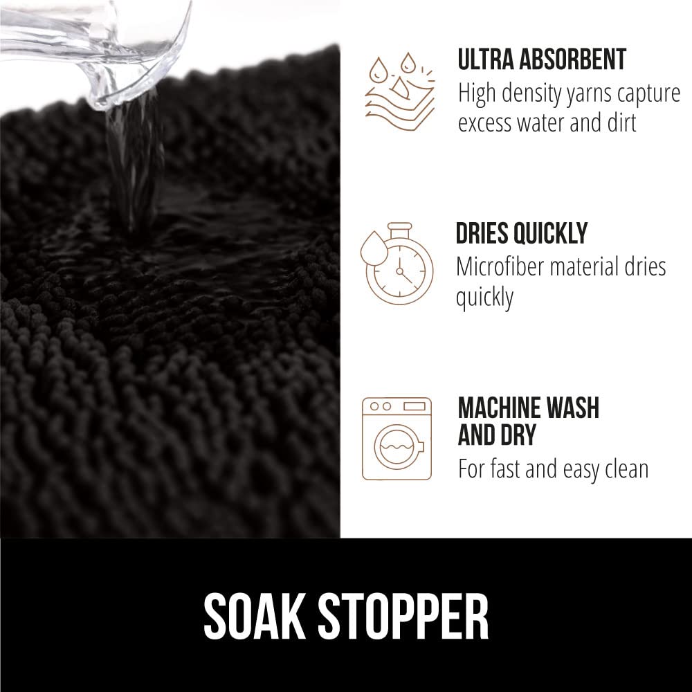Gorilla Grip Ultra Absorbent Grippy Doormat for Muddy Dog Paws, 70x24 Machine Washable Soak Stopper Rugs Cleaner Floors, Bed Mat