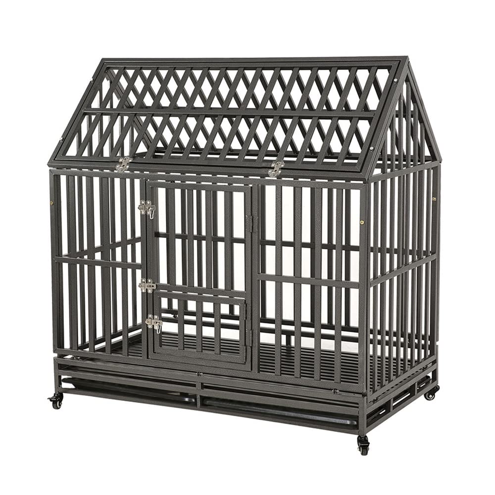 Kelixu 48'' Heavy Duty Dog Crate Large Dog Cage Dog Kennels And Crates For Large Dogs Indoor Outdoor With Double Doors, Locks An
