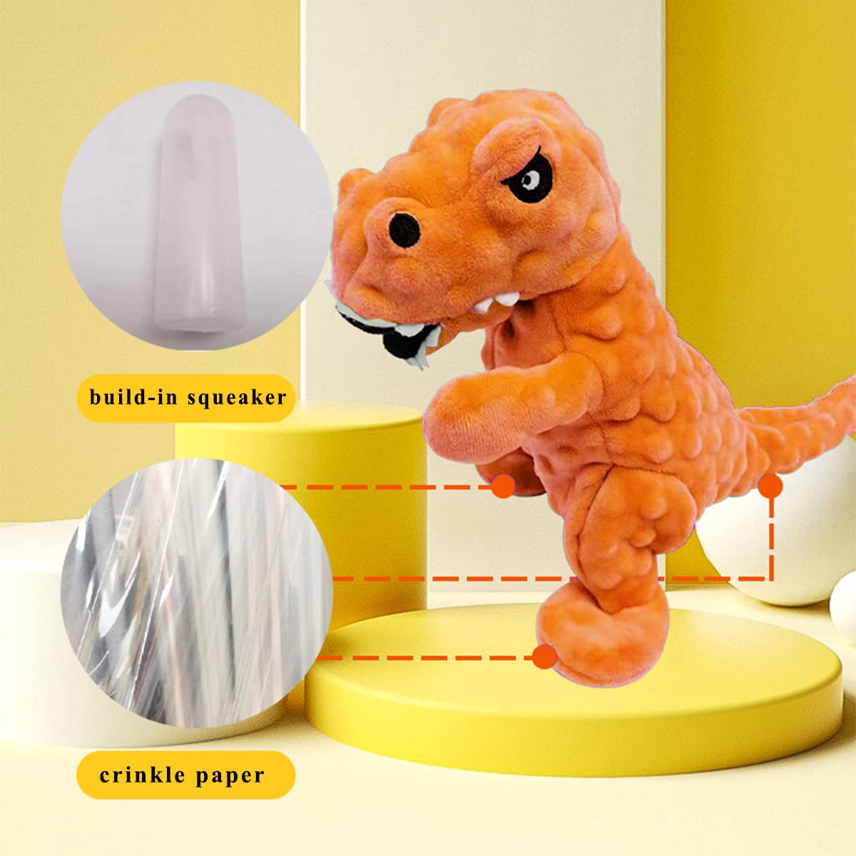 Lwbmg Squeaky Dog Toys Stuffed Dog Toys Cute Dinosaur Plush Dog Toy With Crinkle Paper Durable Dog Chew Toys For Small Medium An