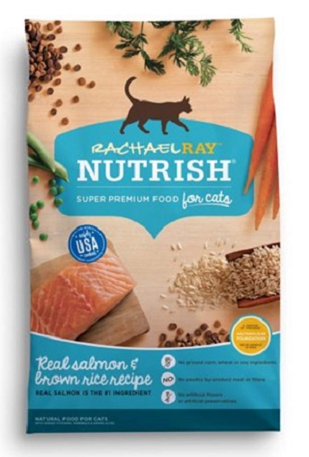 Rachael Ray Nutrish Premium Natural Dry Cat Food, Real Salmon & Brown Rice Recipe, 6 Pounds (Packaging May Vary)